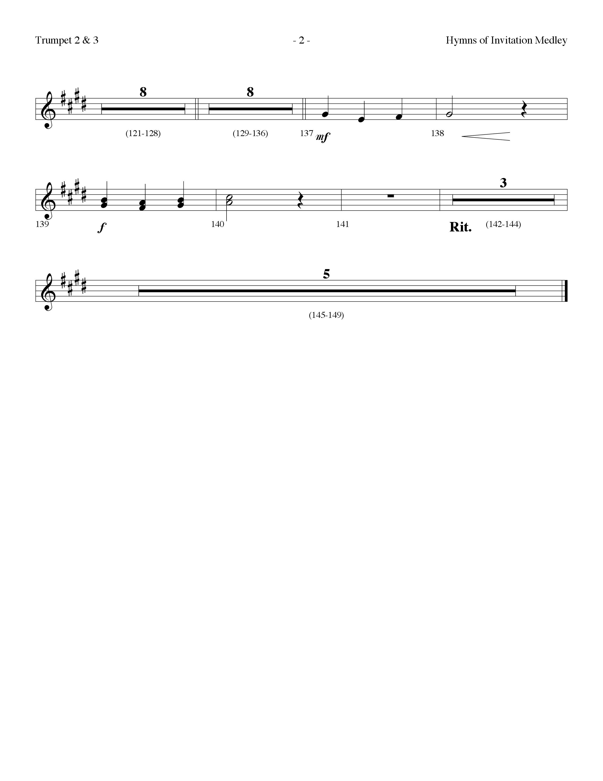 Hymns Of Invitation Medley (Speak To My Heart, Wherever He Leads I'll Go, Breathe On Me) (Choral Anthem SATB) Trumpet 2/3 (Lifeway Choral / Arr. Dennis Allen)
