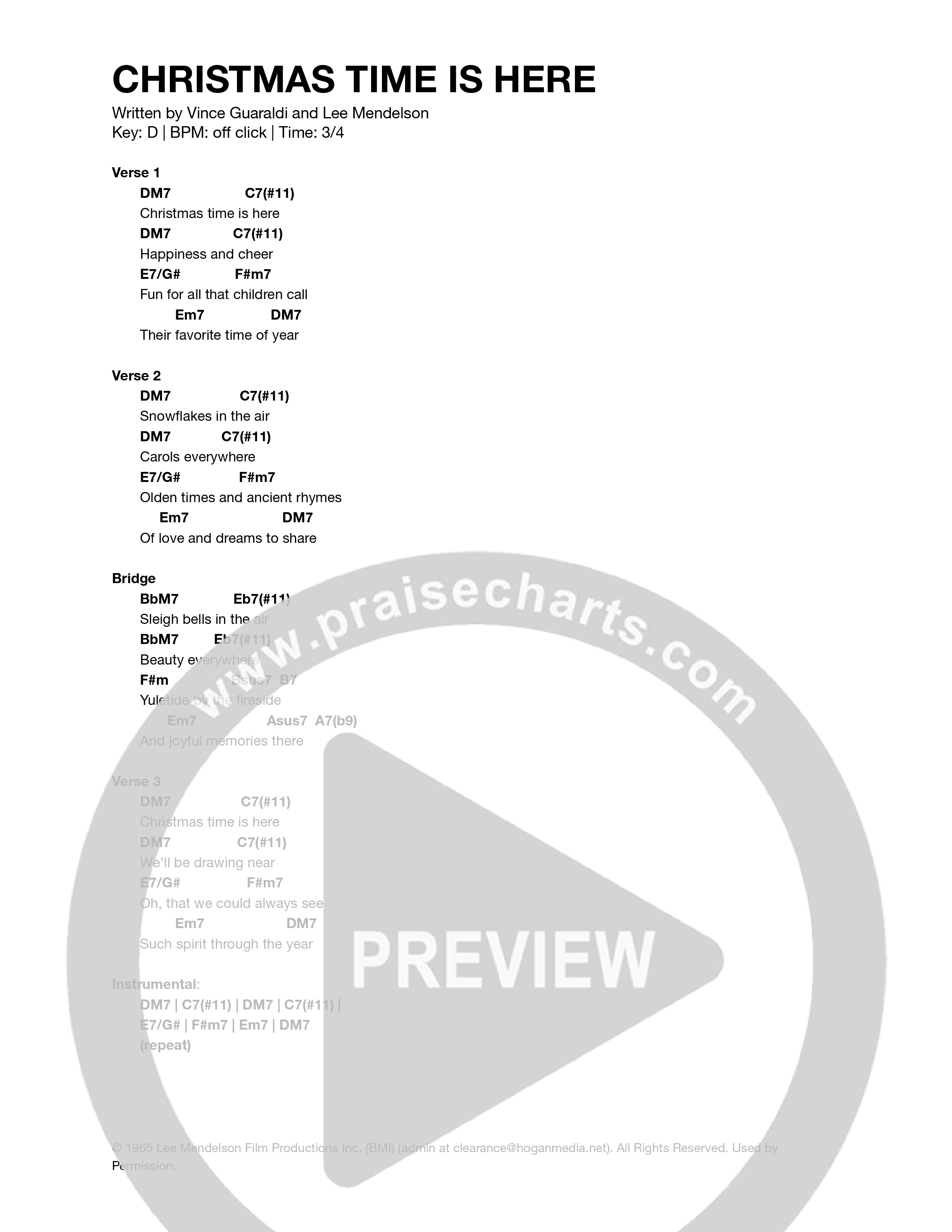 Christmas Time Is Here Chord Chart (Cageless Birds)