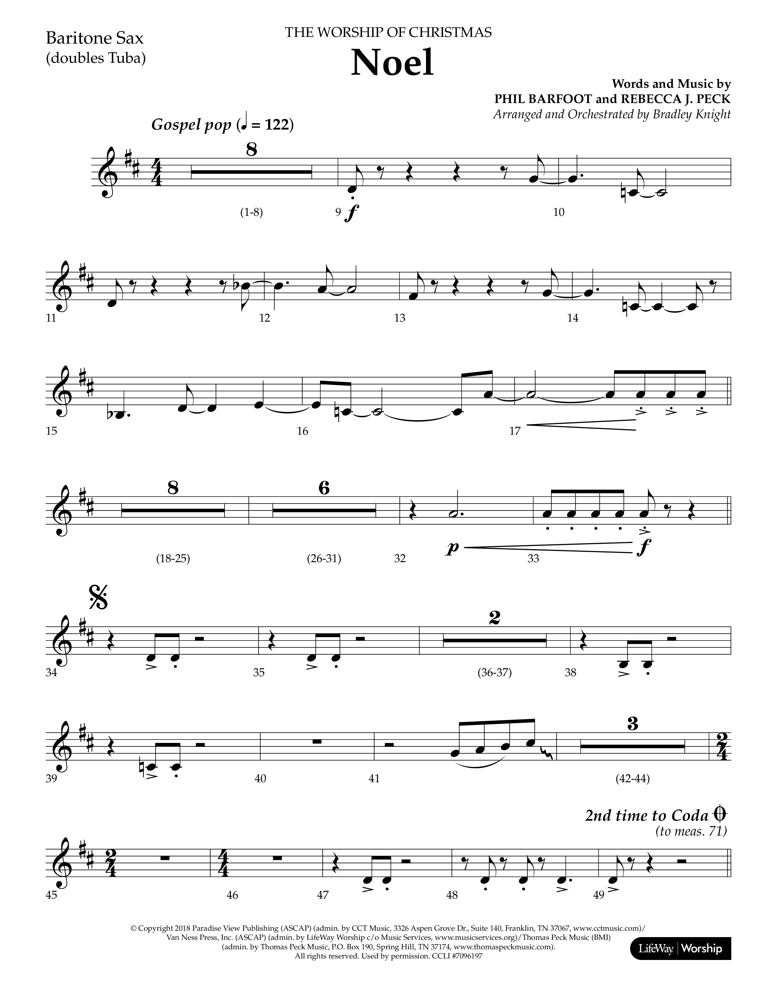 Noel (Choral Anthem SATB) Bari Sax (Lifeway Choral / Arr. Bradley Knight)