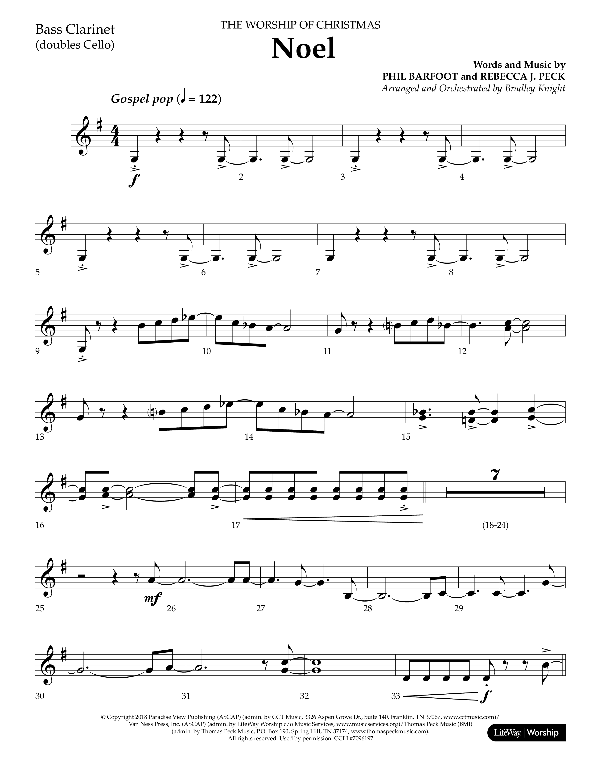 Noel (Choral Anthem SATB) Bass Clarinet (Lifeway Choral / Arr. Bradley Knight)