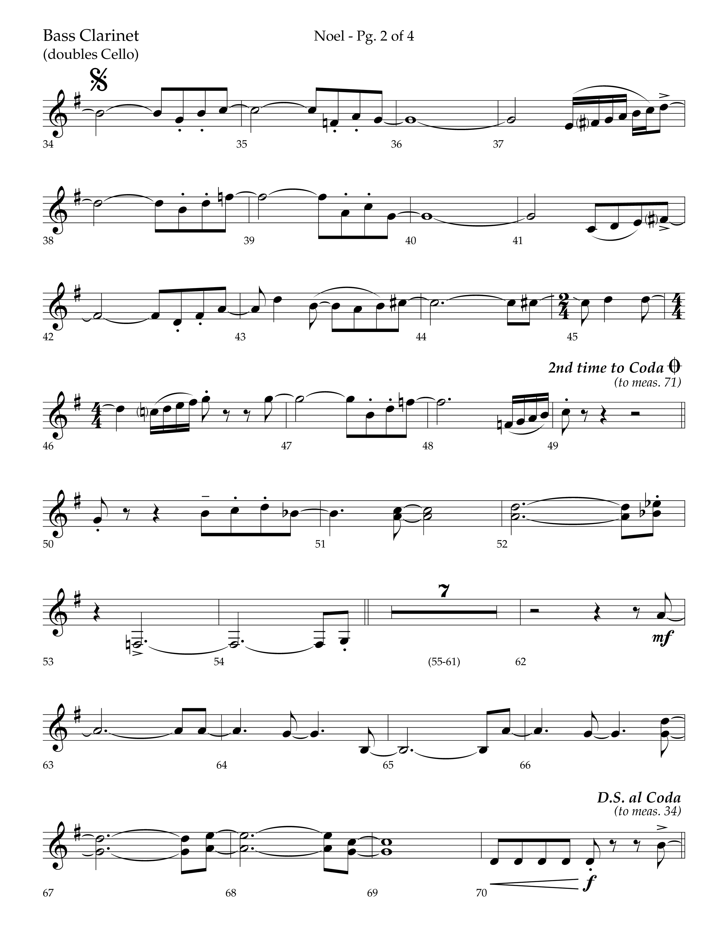 Noel (Choral Anthem SATB) Bass Clarinet (Lifeway Choral / Arr. Bradley Knight)
