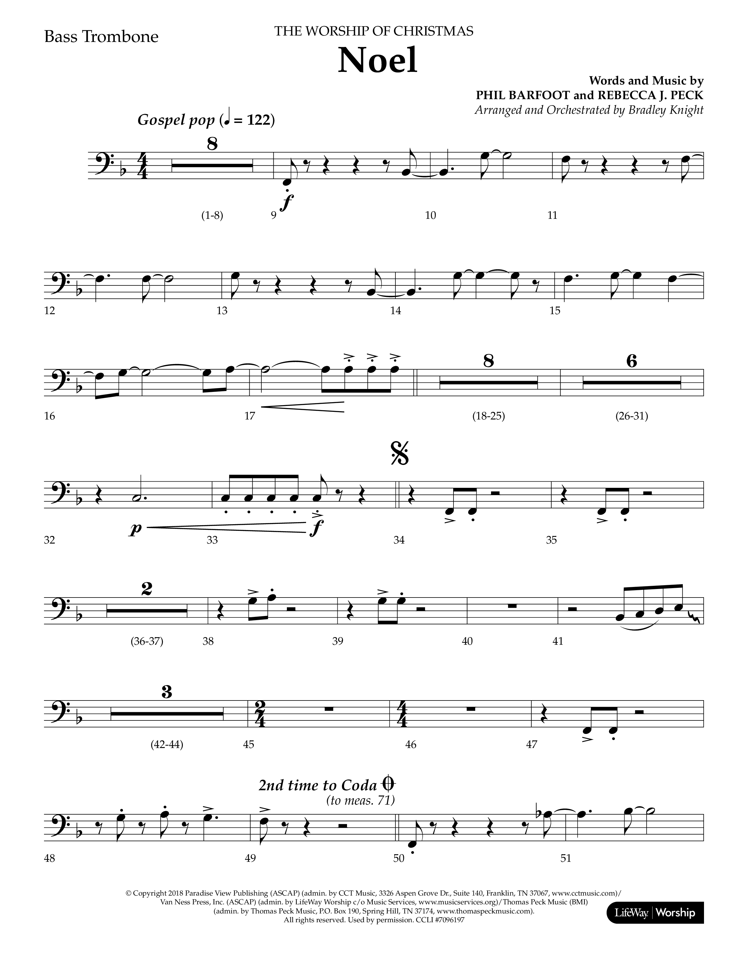 Noel (Choral Anthem SATB) Bass Trombone (Lifeway Choral / Arr. Bradley Knight)