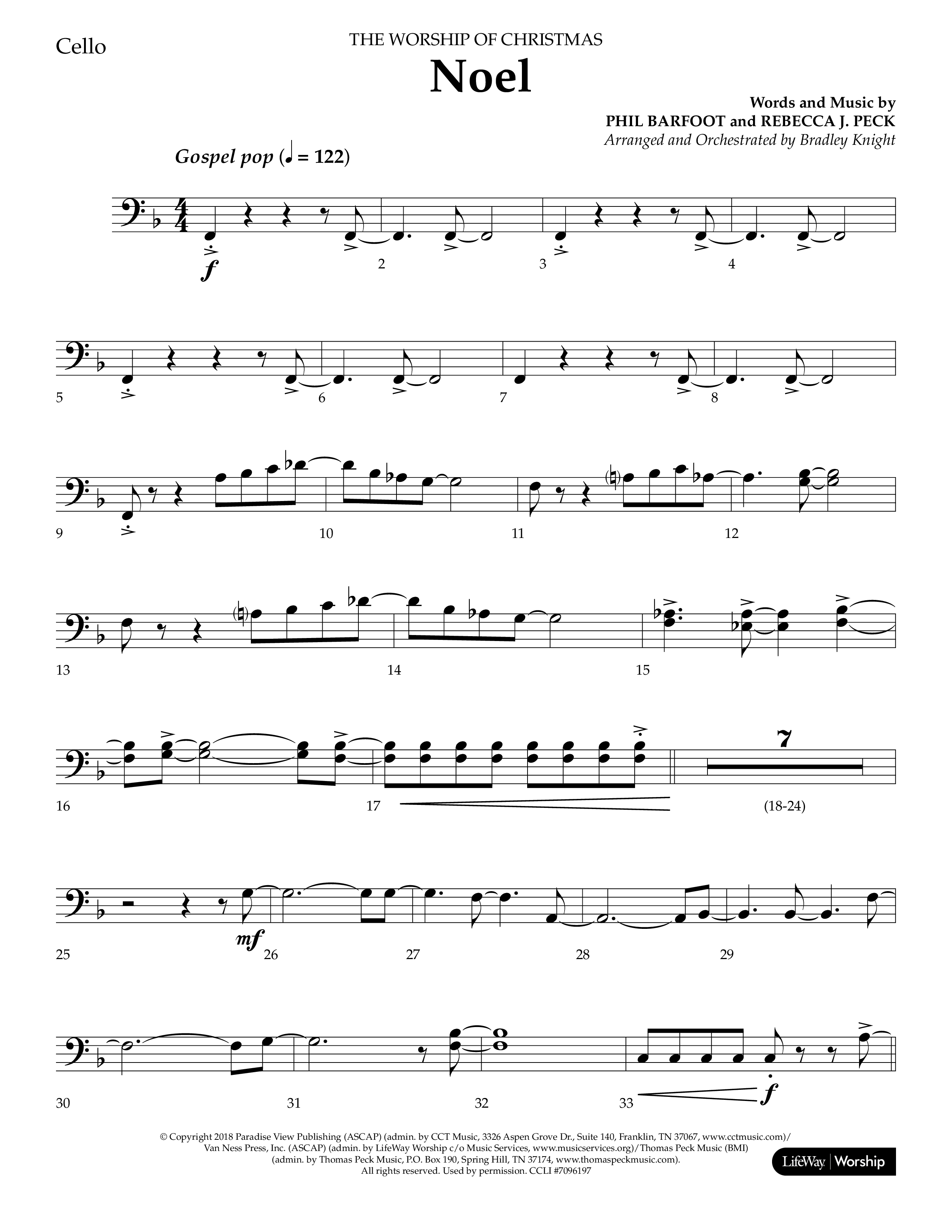Noel (Choral Anthem SATB) Cello (Lifeway Choral / Arr. Bradley Knight)