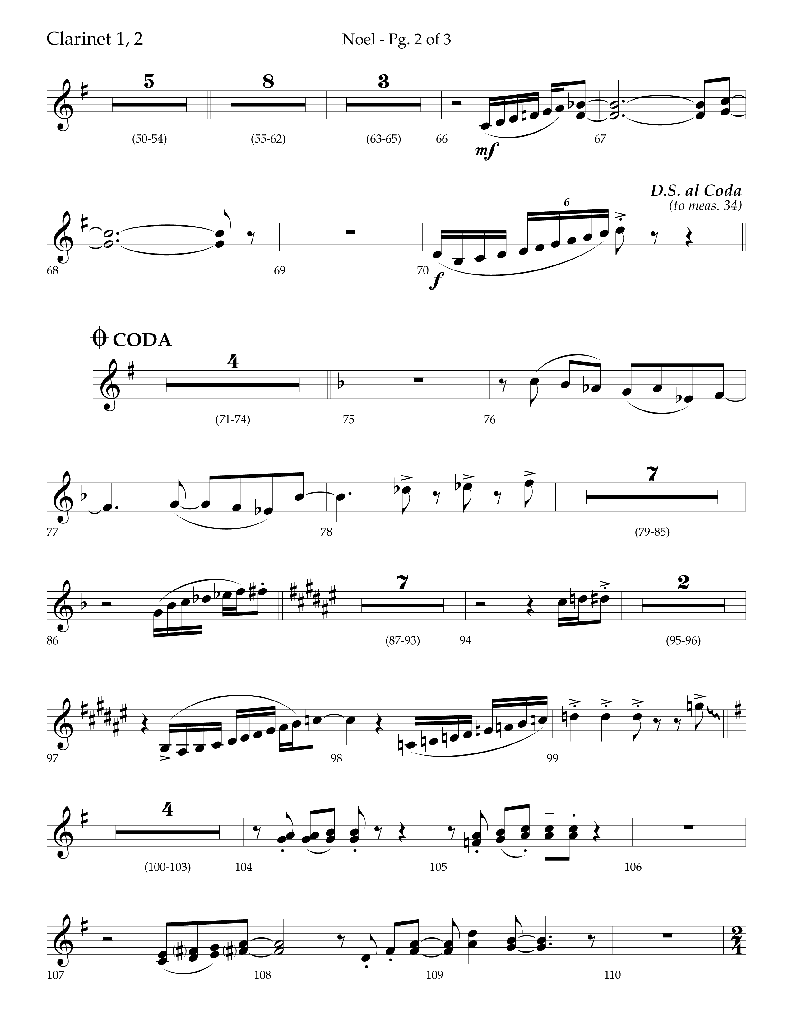 Noel (Choral Anthem SATB) Clarinet 1/2 (Lifeway Choral / Arr. Bradley Knight)