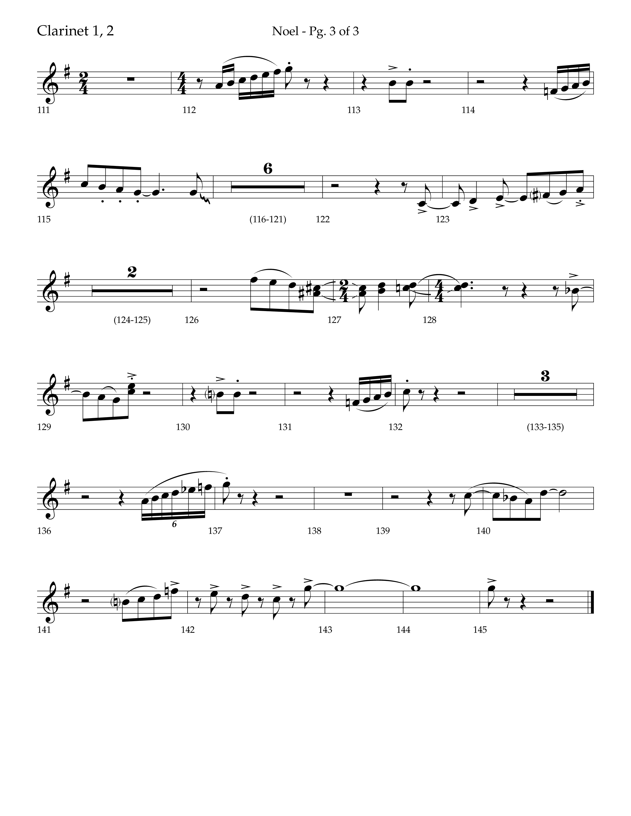Noel (Choral Anthem SATB) Clarinet 1/2 (Lifeway Choral / Arr. Bradley Knight)