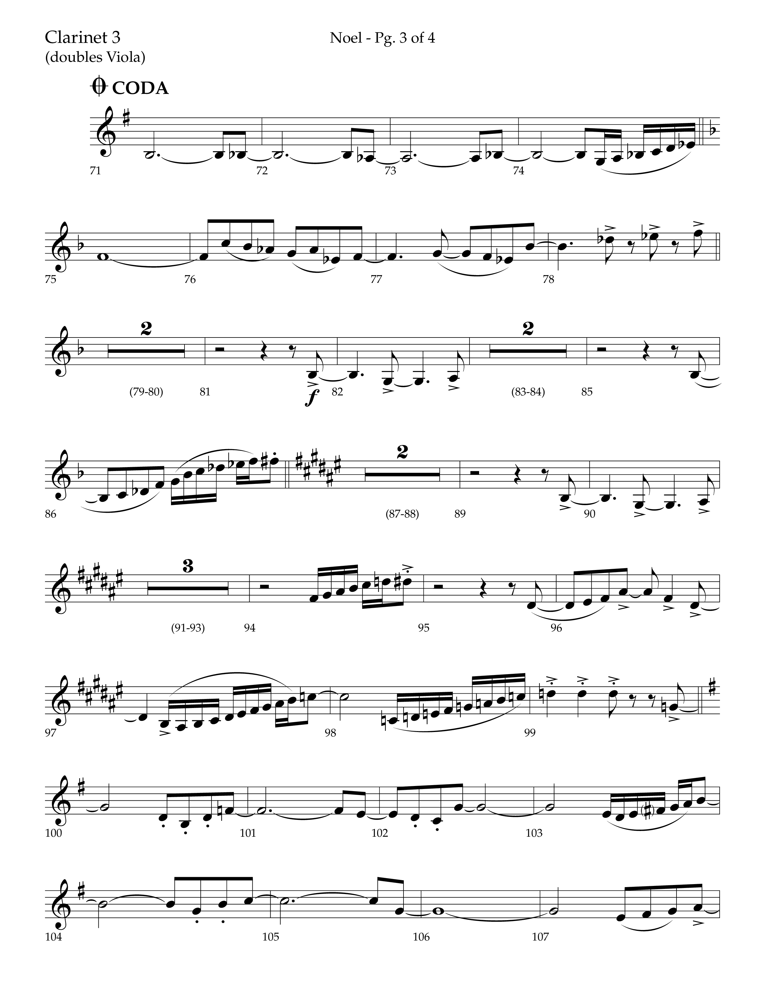 Noel (Choral Anthem SATB) Clarinet 3 (Lifeway Choral / Arr. Bradley Knight)