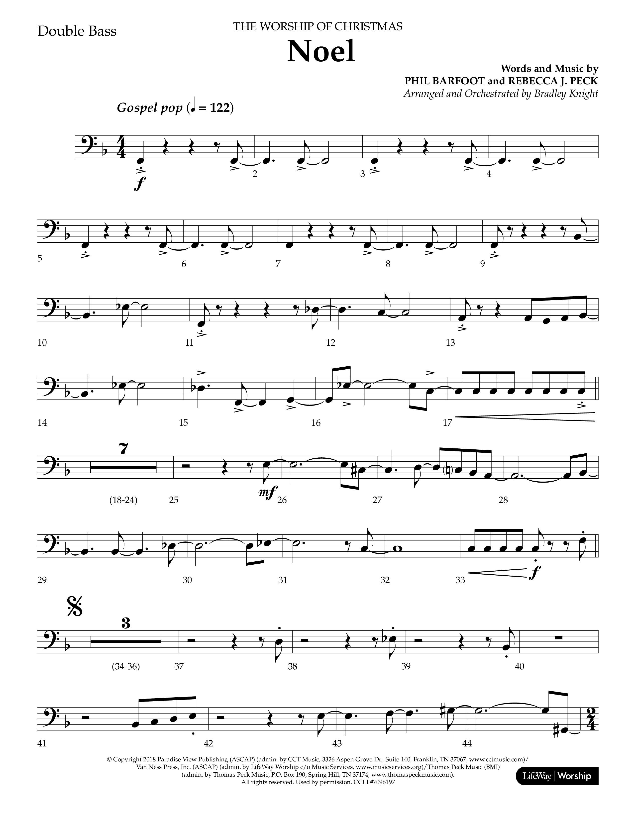 Noel (Choral Anthem SATB) Double Bass (Lifeway Choral / Arr. Bradley Knight)