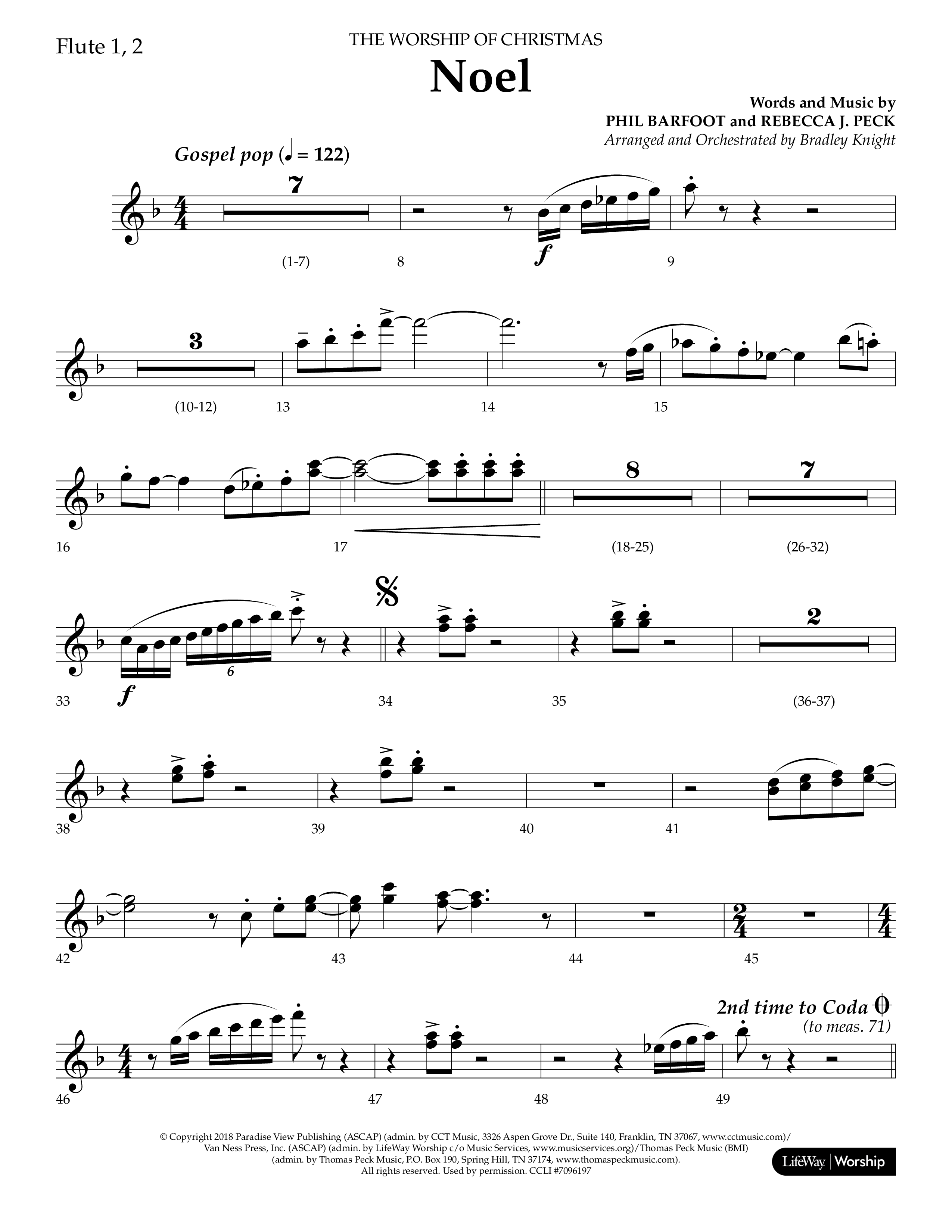 Noel (Choral Anthem SATB) Flute 1/2 (Lifeway Choral / Arr. Bradley Knight)