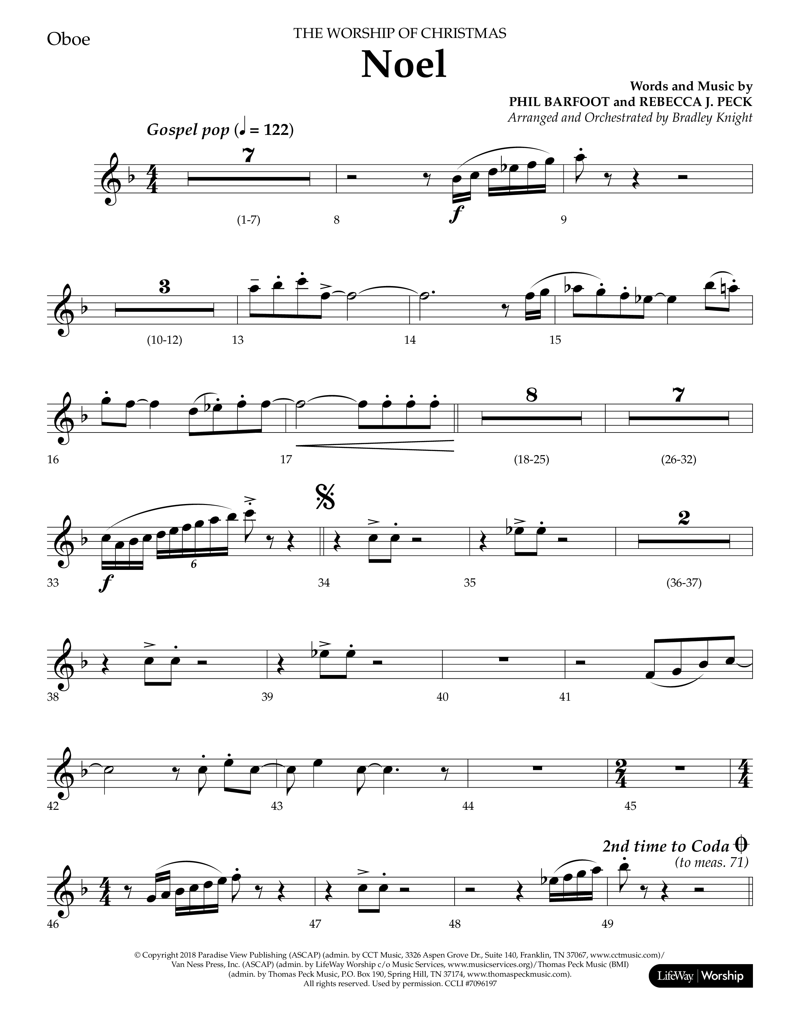 Noel (Choral Anthem SATB) Oboe (Lifeway Choral / Arr. Bradley Knight)