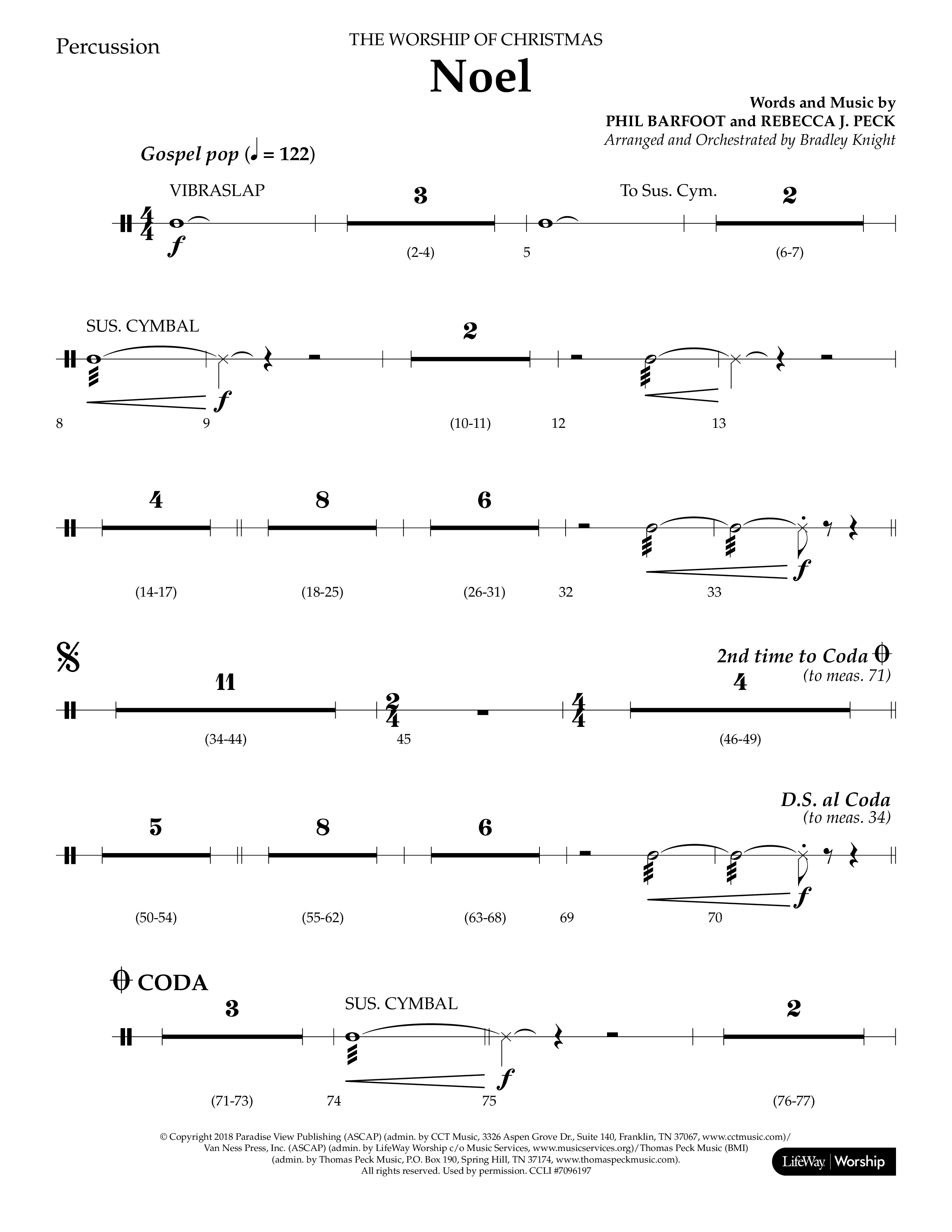 Noel (Choral Anthem SATB) Percussion (Lifeway Choral / Arr. Bradley Knight)
