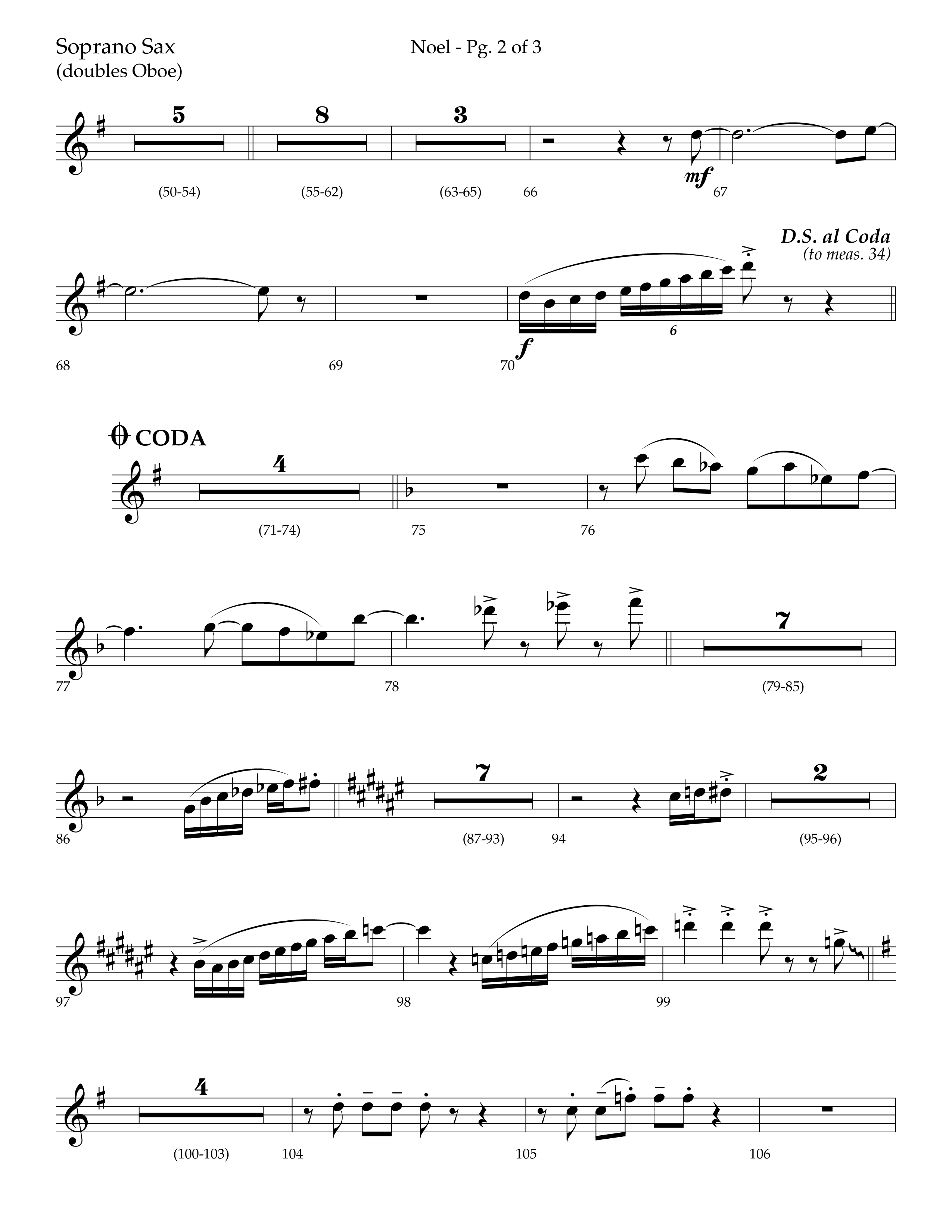 Noel (Choral Anthem SATB) Soprano Sax (Lifeway Choral / Arr. Bradley Knight)