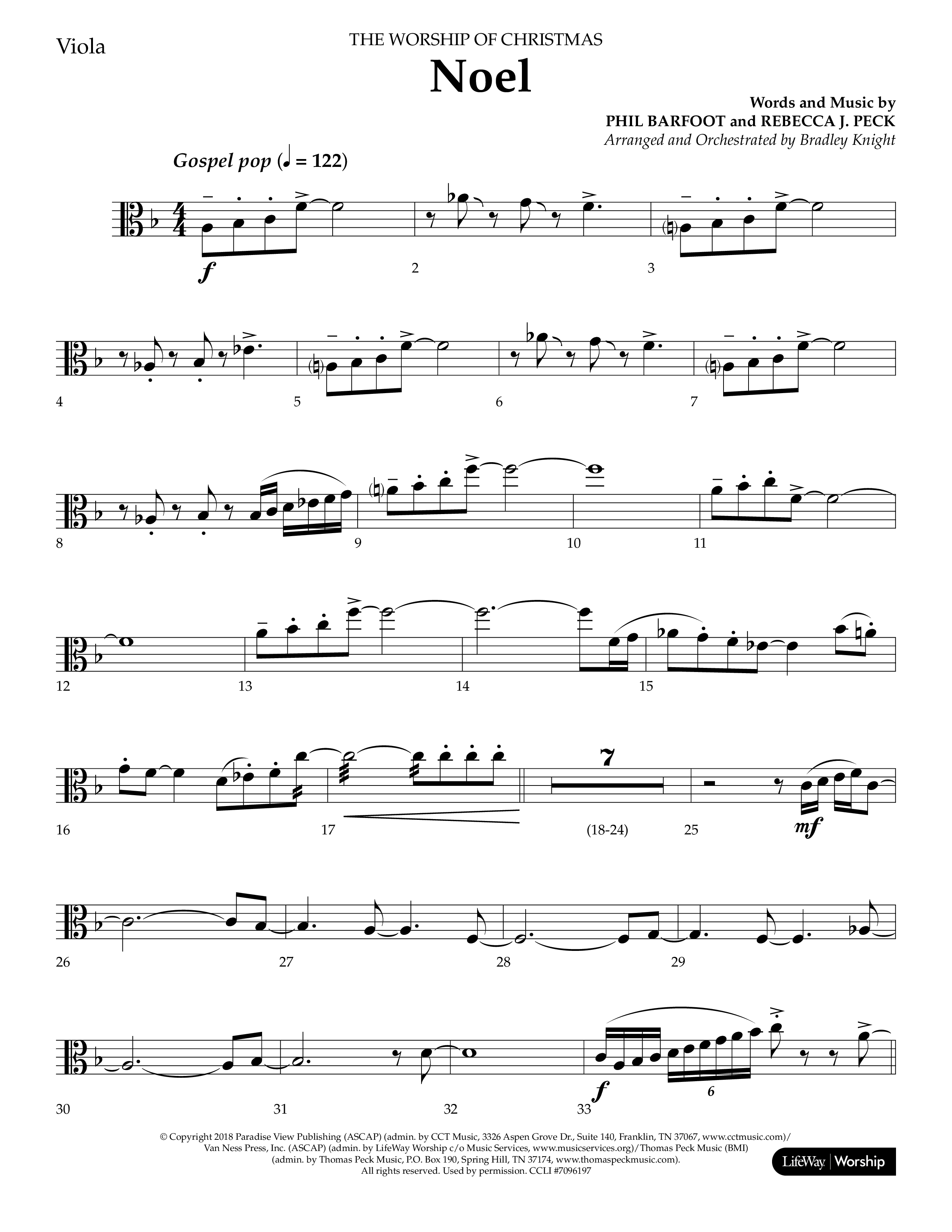Noel (Choral Anthem SATB) Viola (Lifeway Choral / Arr. Bradley Knight)