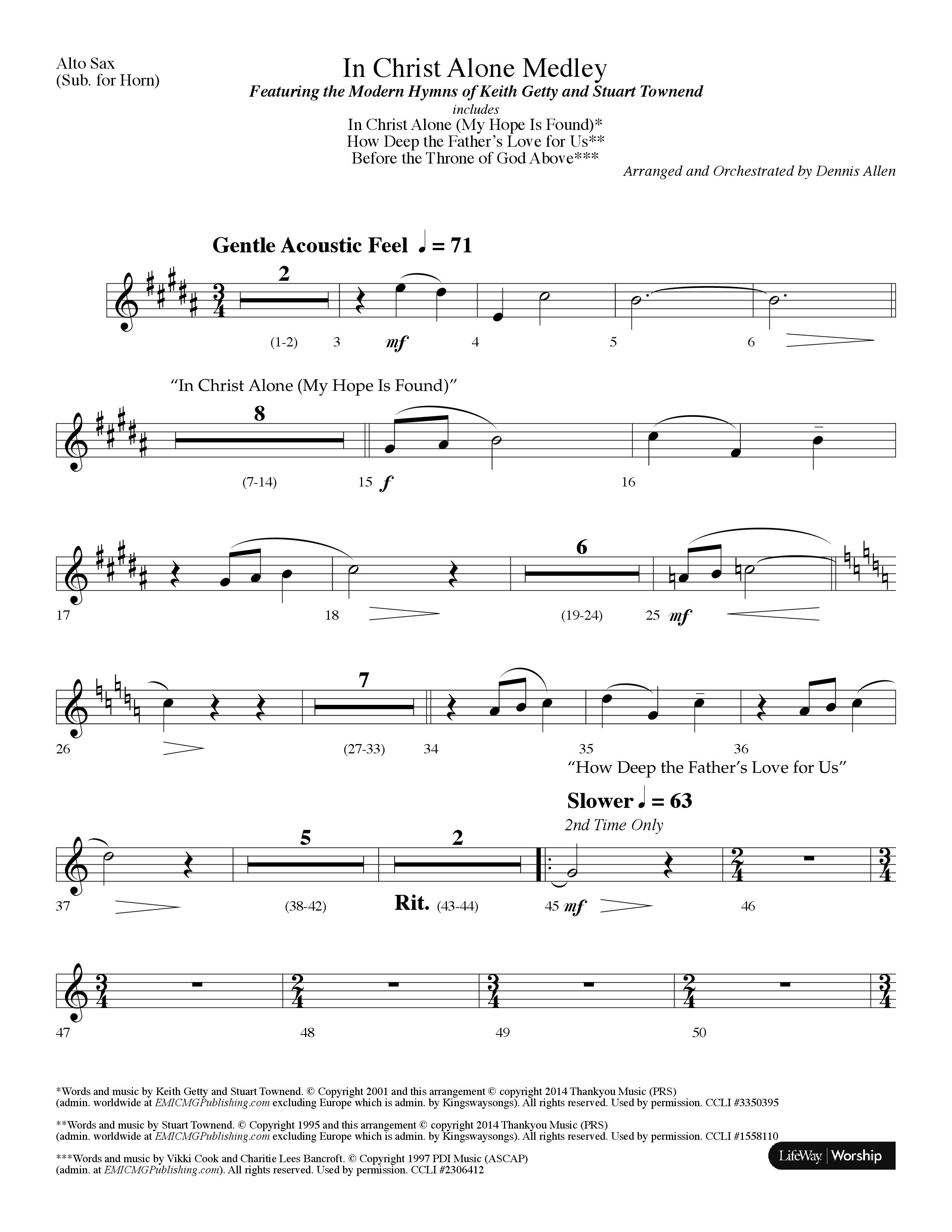 In Christ Alone Medley (Choral Anthem SATB) Alto Sax (Lifeway Choral / Arr. Dennis Allen)