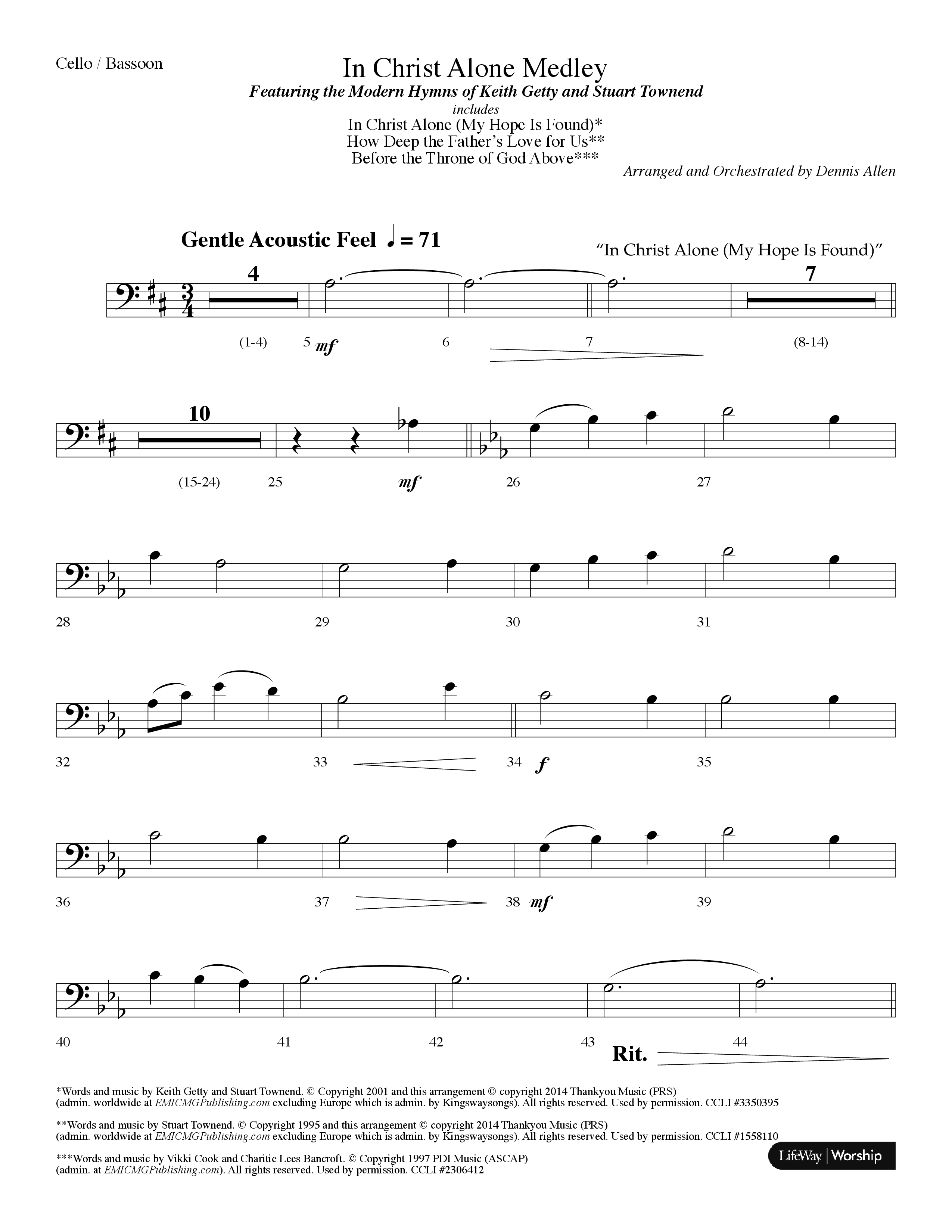 In Christ Alone Medley (Choral Anthem SATB) Cello (Lifeway Choral / Arr. Dennis Allen)