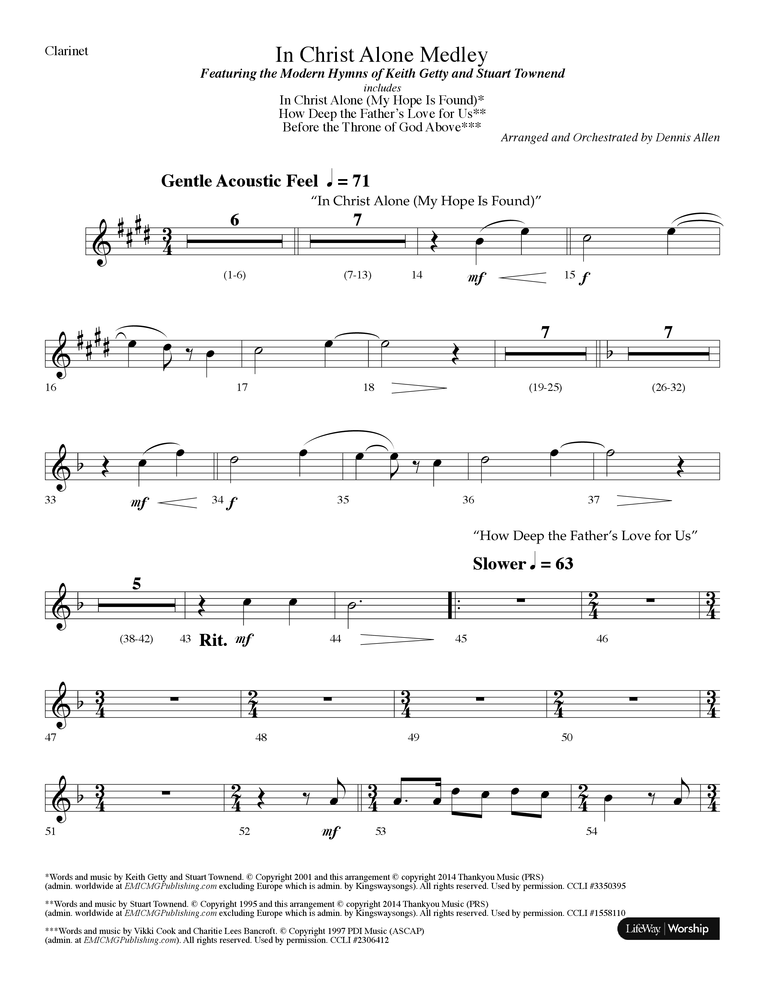 In Christ Alone Medley (Choral Anthem SATB) Clarinet (Lifeway Choral / Arr. Dennis Allen)