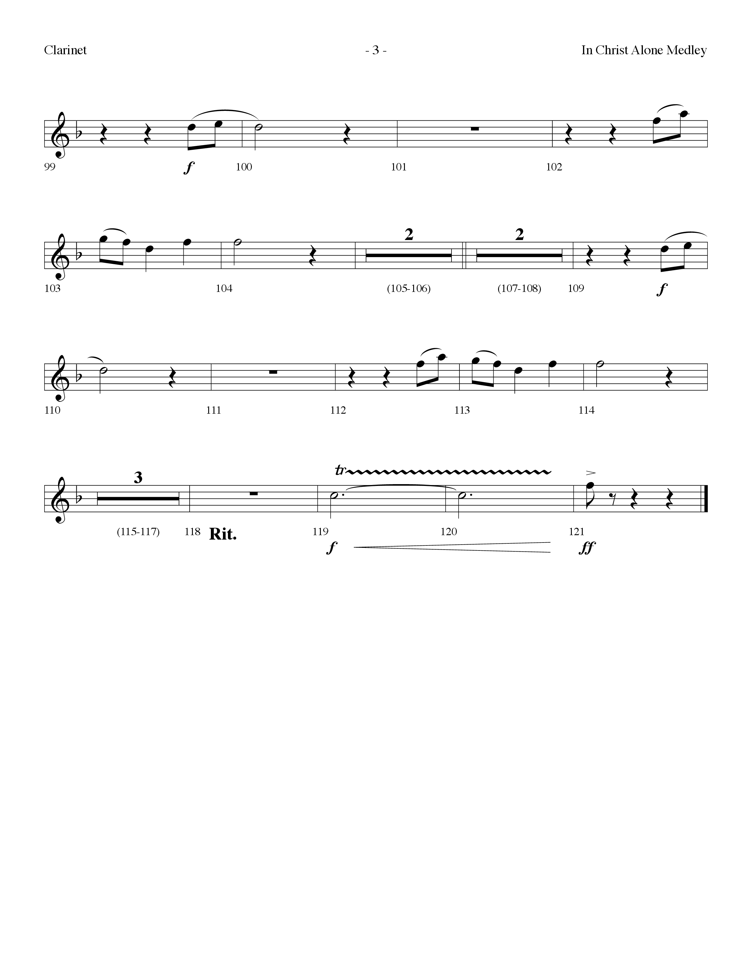 In Christ Alone Medley (Choral Anthem SATB) Clarinet (Lifeway Choral / Arr. Dennis Allen)