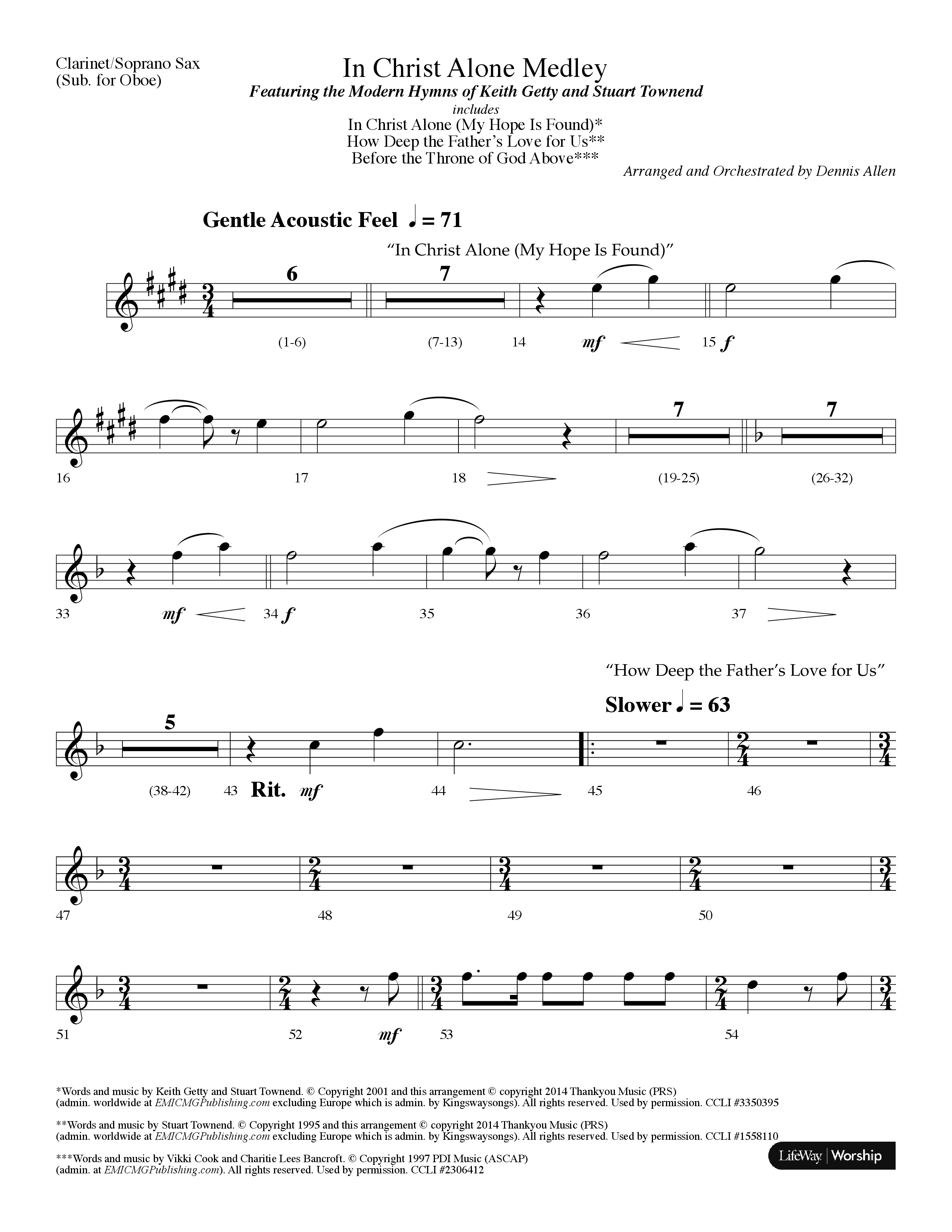 In Christ Alone Medley (Choral Anthem SATB) Clarinet/Soprano Sax (Lifeway Choral / Arr. Dennis Allen)