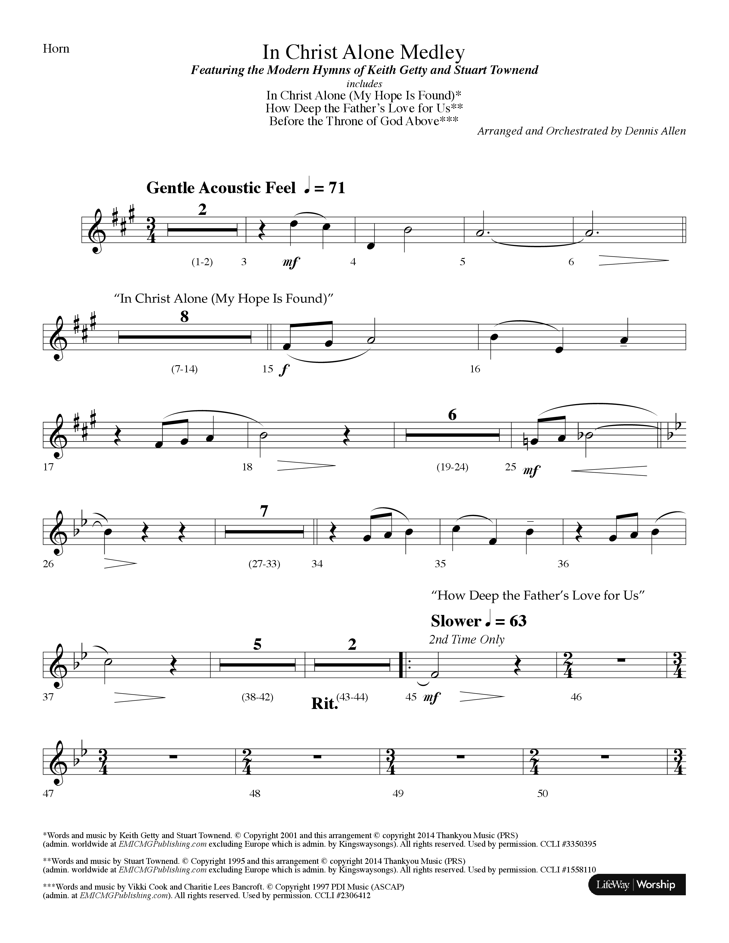In Christ Alone Medley (Choral Anthem SATB) French Horn (Lifeway Choral / Arr. Dennis Allen)