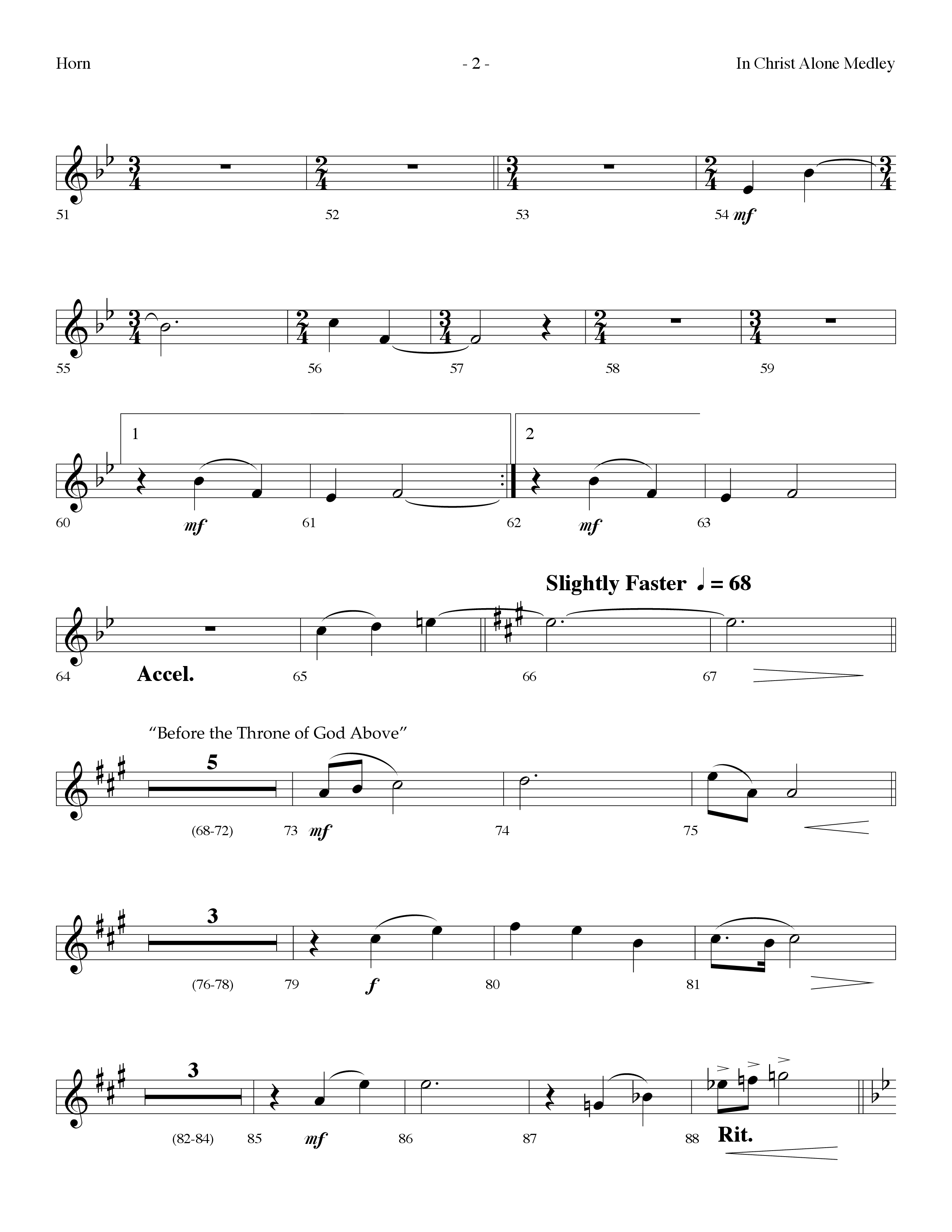In Christ Alone Medley (Choral Anthem SATB) French Horn (Lifeway Choral / Arr. Dennis Allen)