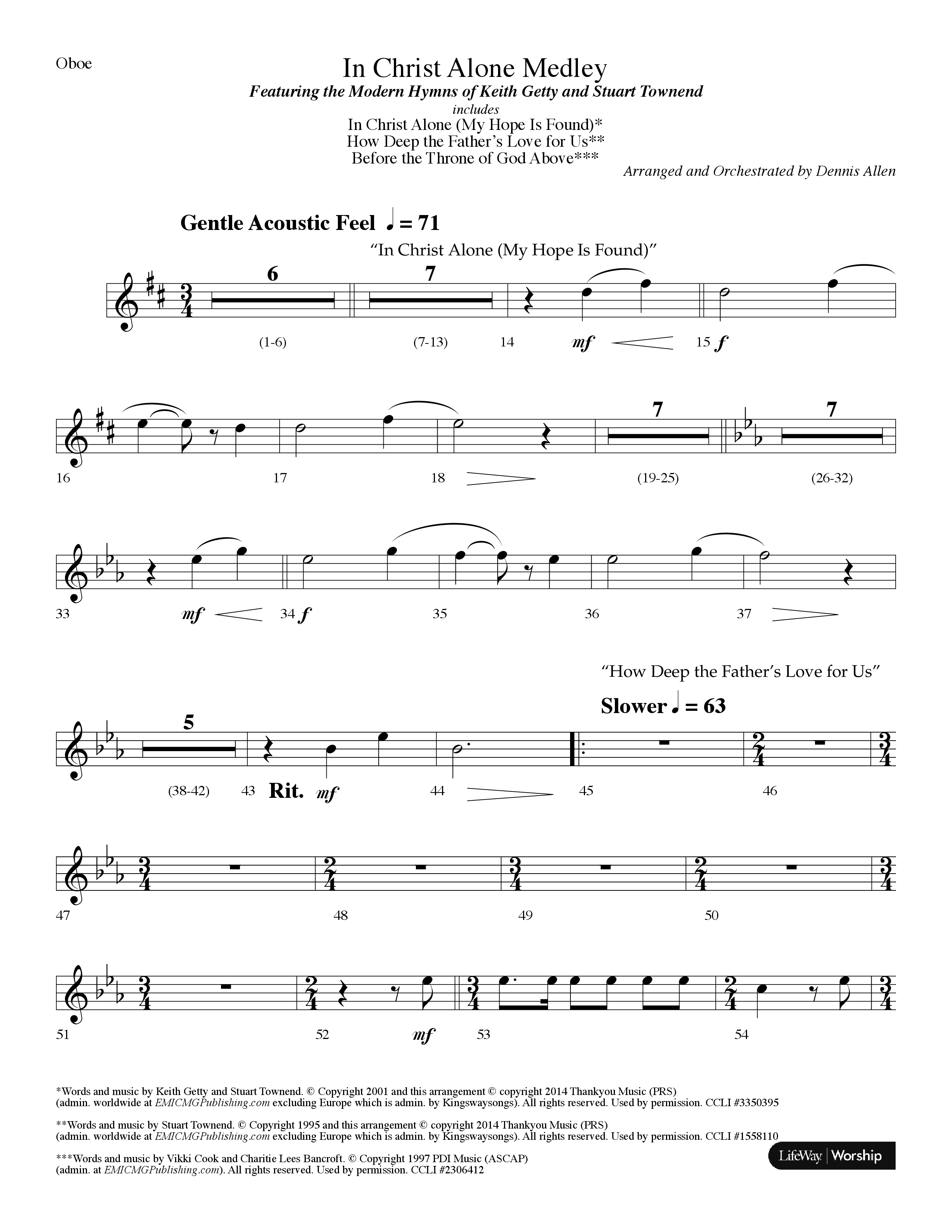 In Christ Alone Medley (Choral Anthem SATB) Oboe (Lifeway Choral / Arr. Dennis Allen)
