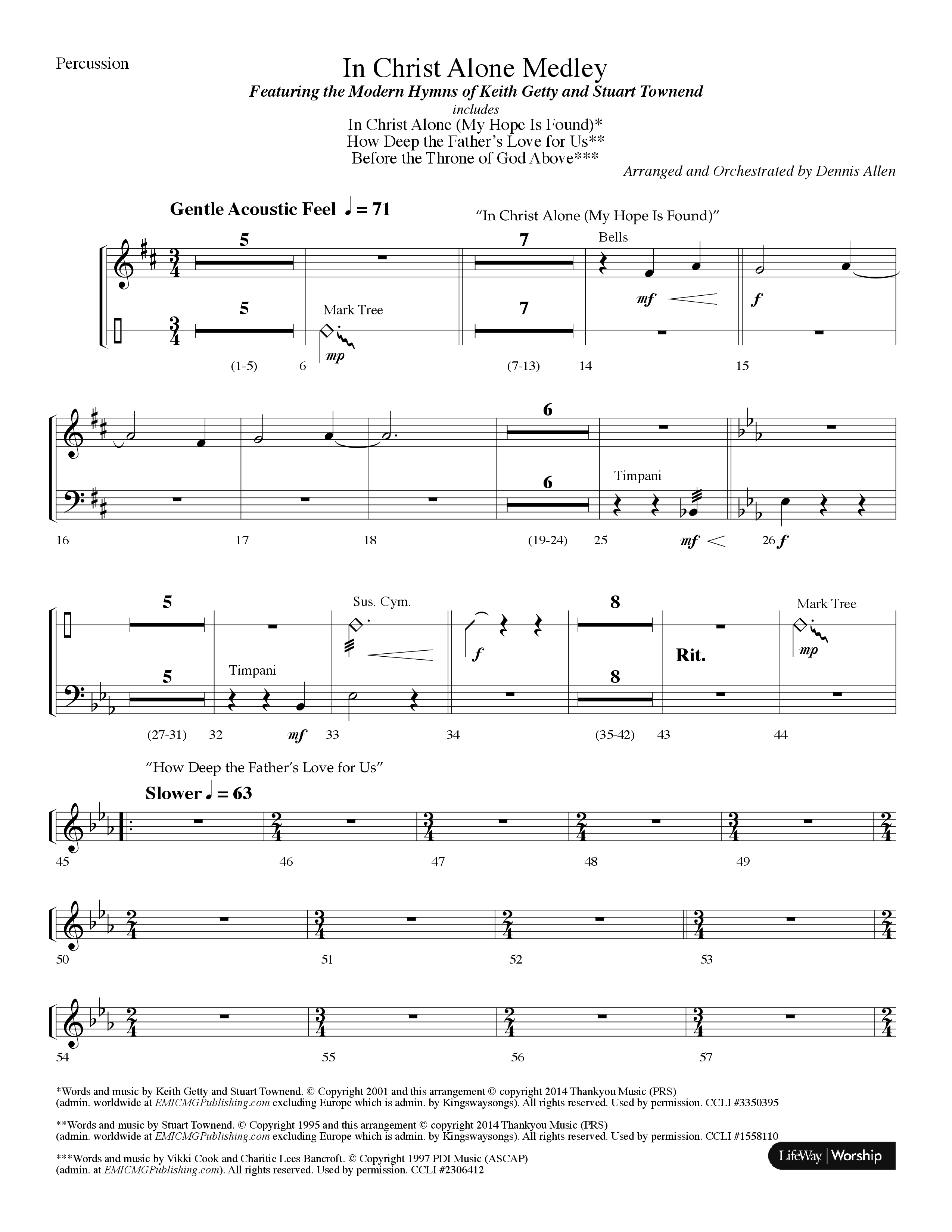 In Christ Alone Medley (Choral Anthem SATB) Percussion (Lifeway Choral / Arr. Dennis Allen)