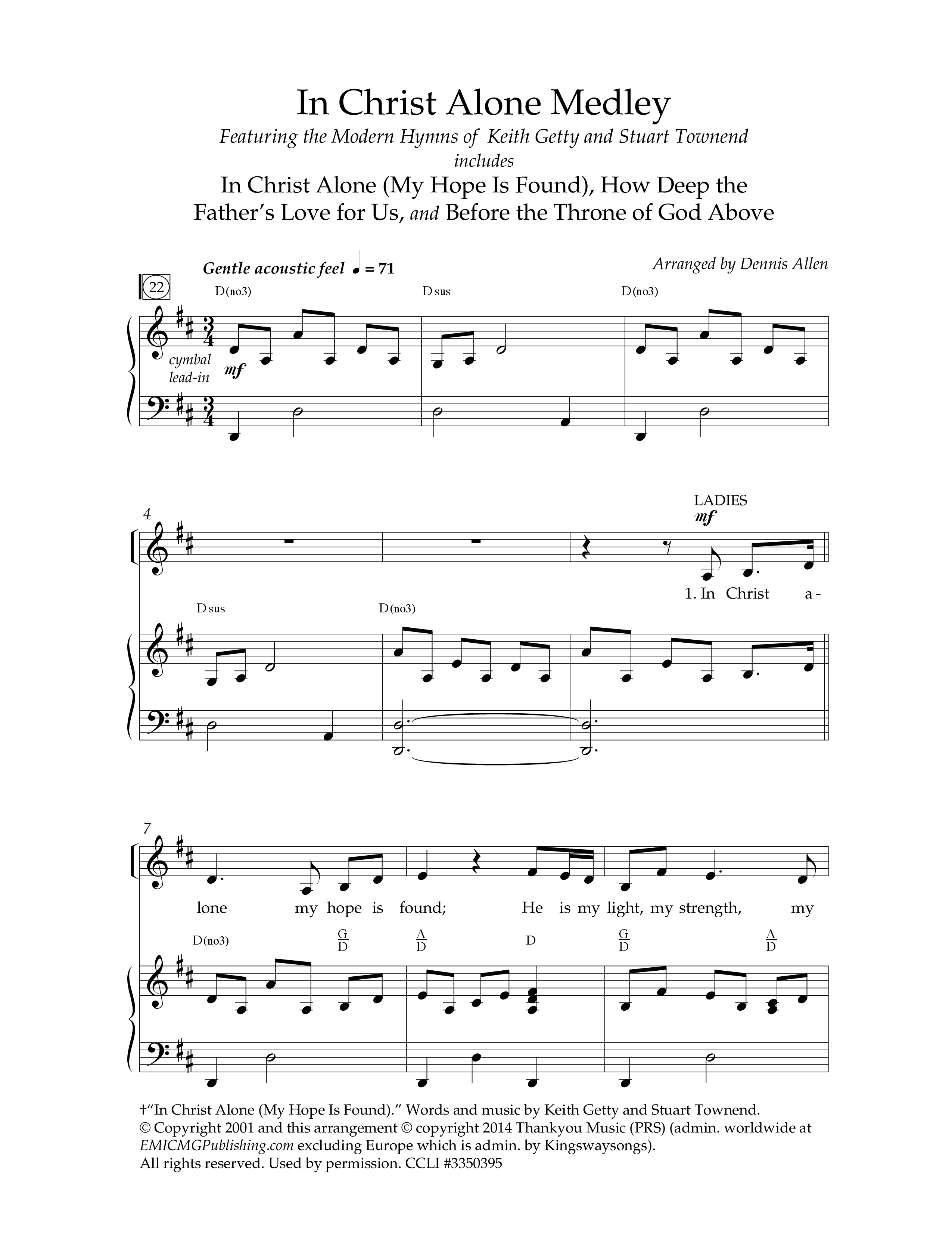 In Christ Alone Medley (Choral Anthem SATB) Anthem (SATB/Piano) (Lifeway Choral / Arr. Dennis Allen)