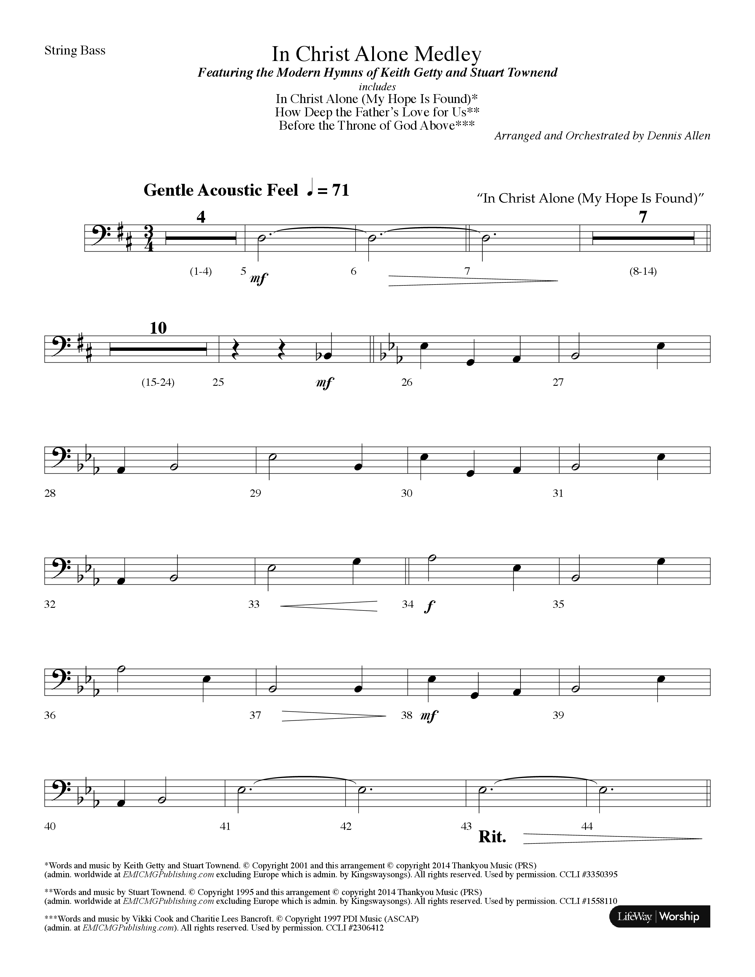 In Christ Alone Medley (Choral Anthem SATB) String Bass (Lifeway Choral / Arr. Dennis Allen)