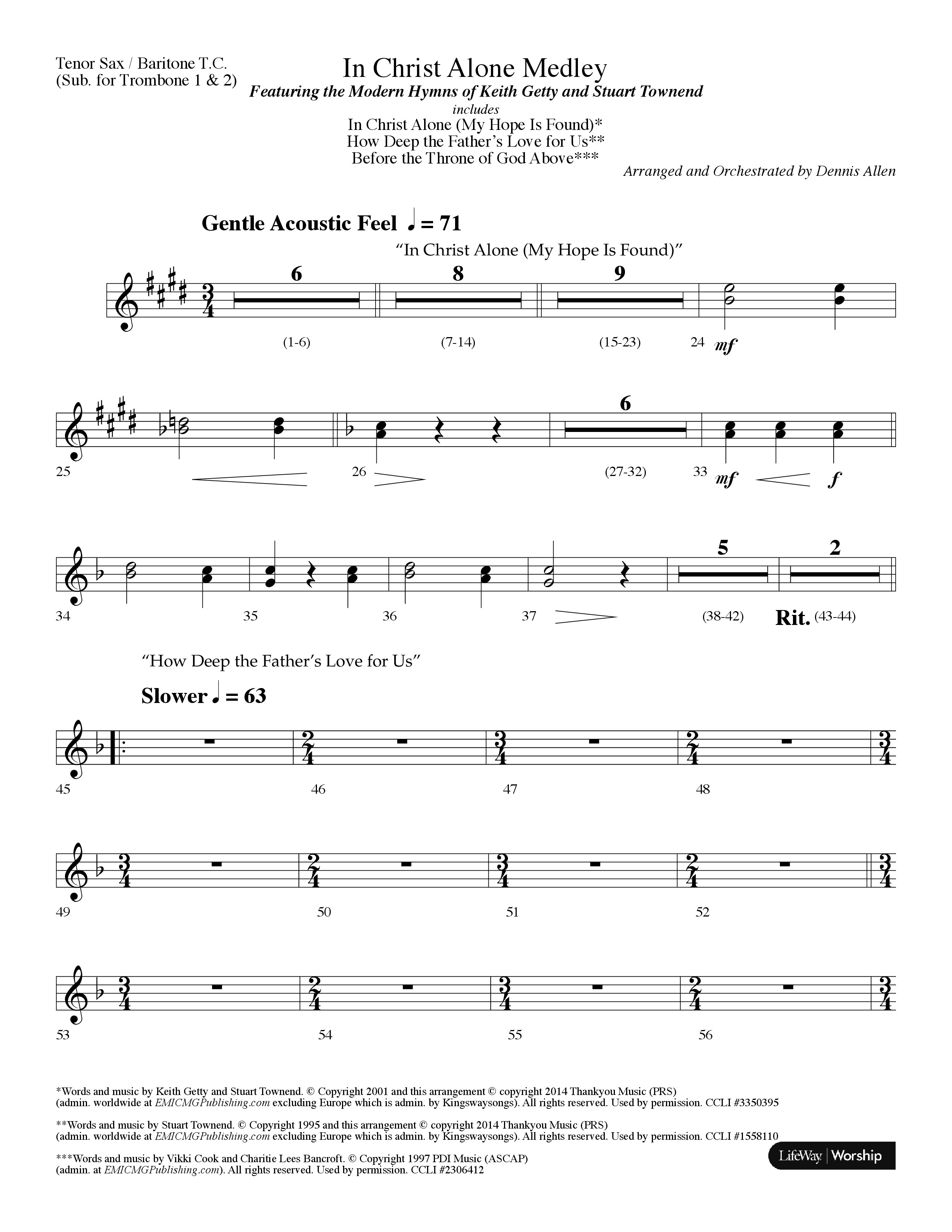 In Christ Alone Medley (Choral Anthem SATB) Tenor Sax/Baritone T.C. (Lifeway Choral / Arr. Dennis Allen)