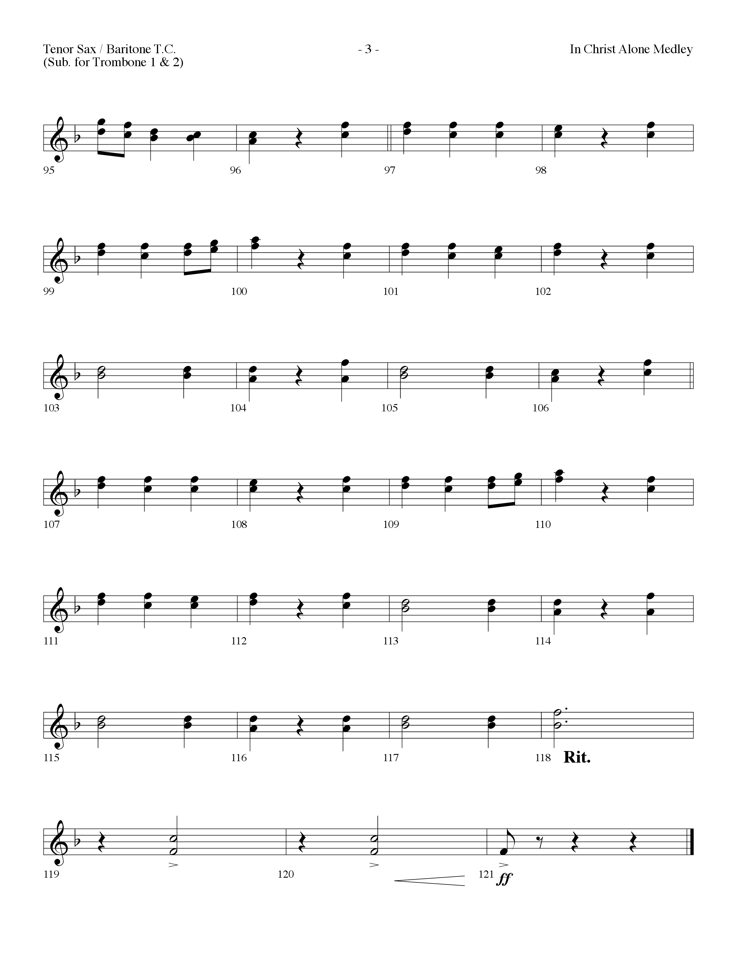 In Christ Alone Medley (Choral Anthem SATB) Tenor Sax/Baritone T.C. (Lifeway Choral / Arr. Dennis Allen)