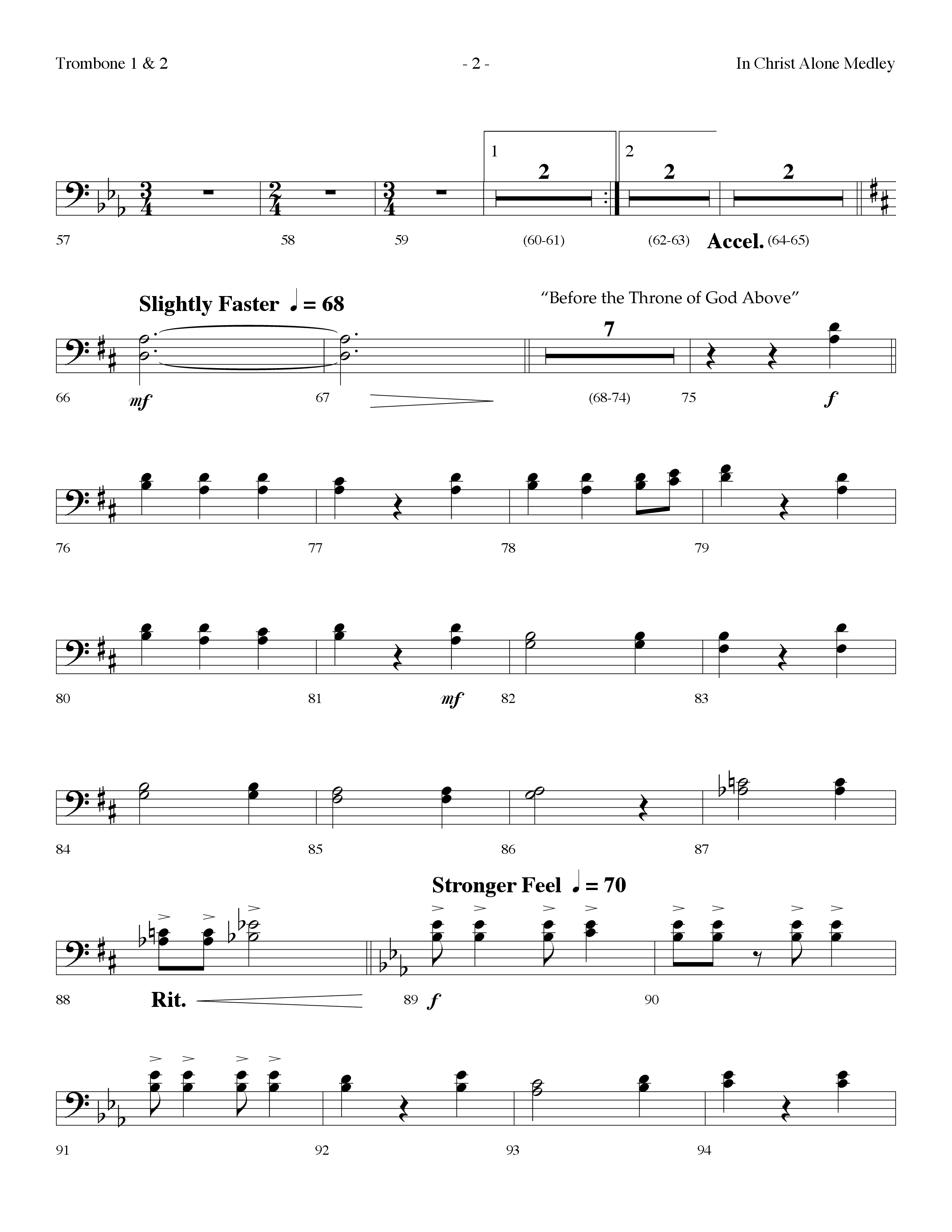 In Christ Alone Medley (Choral Anthem SATB) Trombone 1/2 (Lifeway Choral / Arr. Dennis Allen)