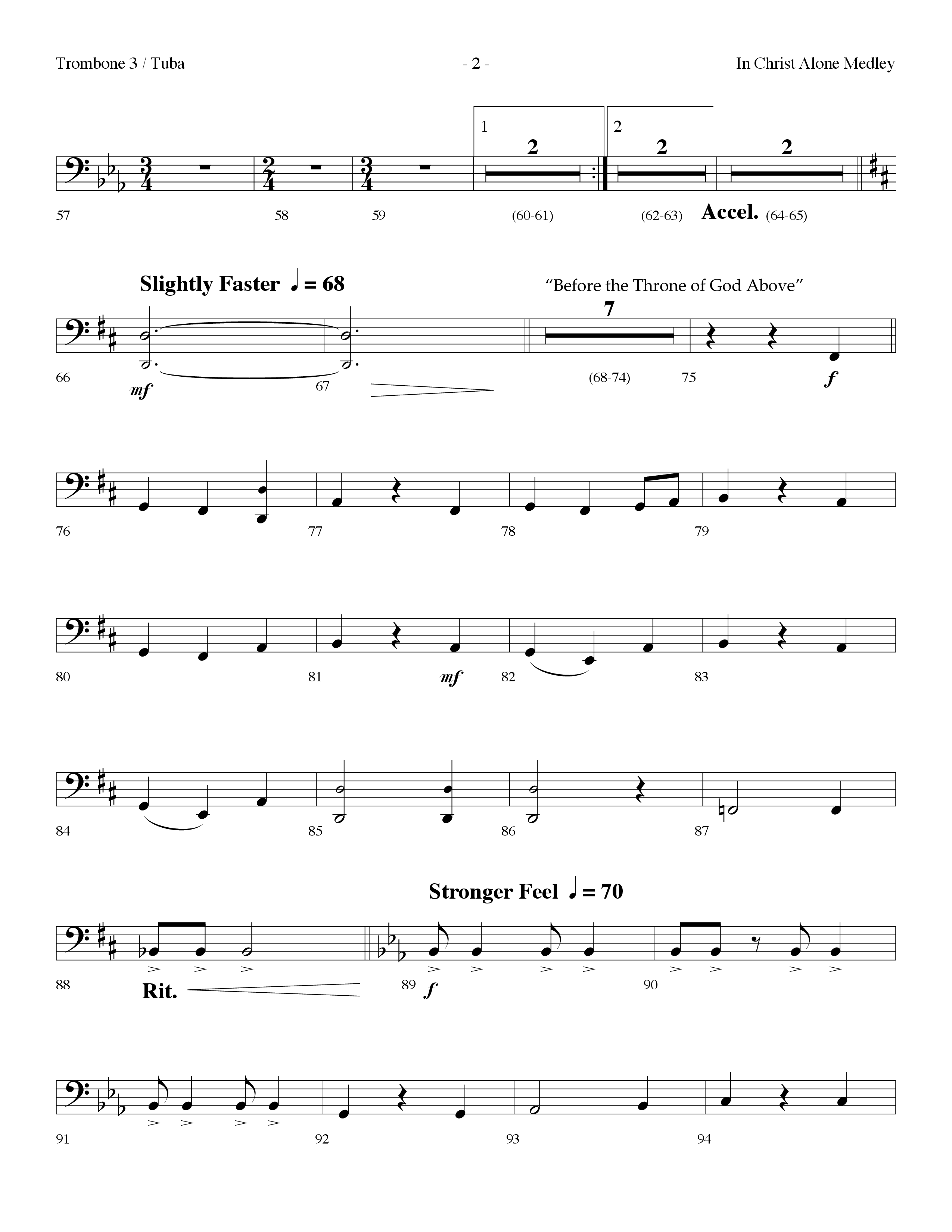 In Christ Alone Medley (Choral Anthem SATB) Trombone 3/Tuba (Lifeway Choral / Arr. Dennis Allen)