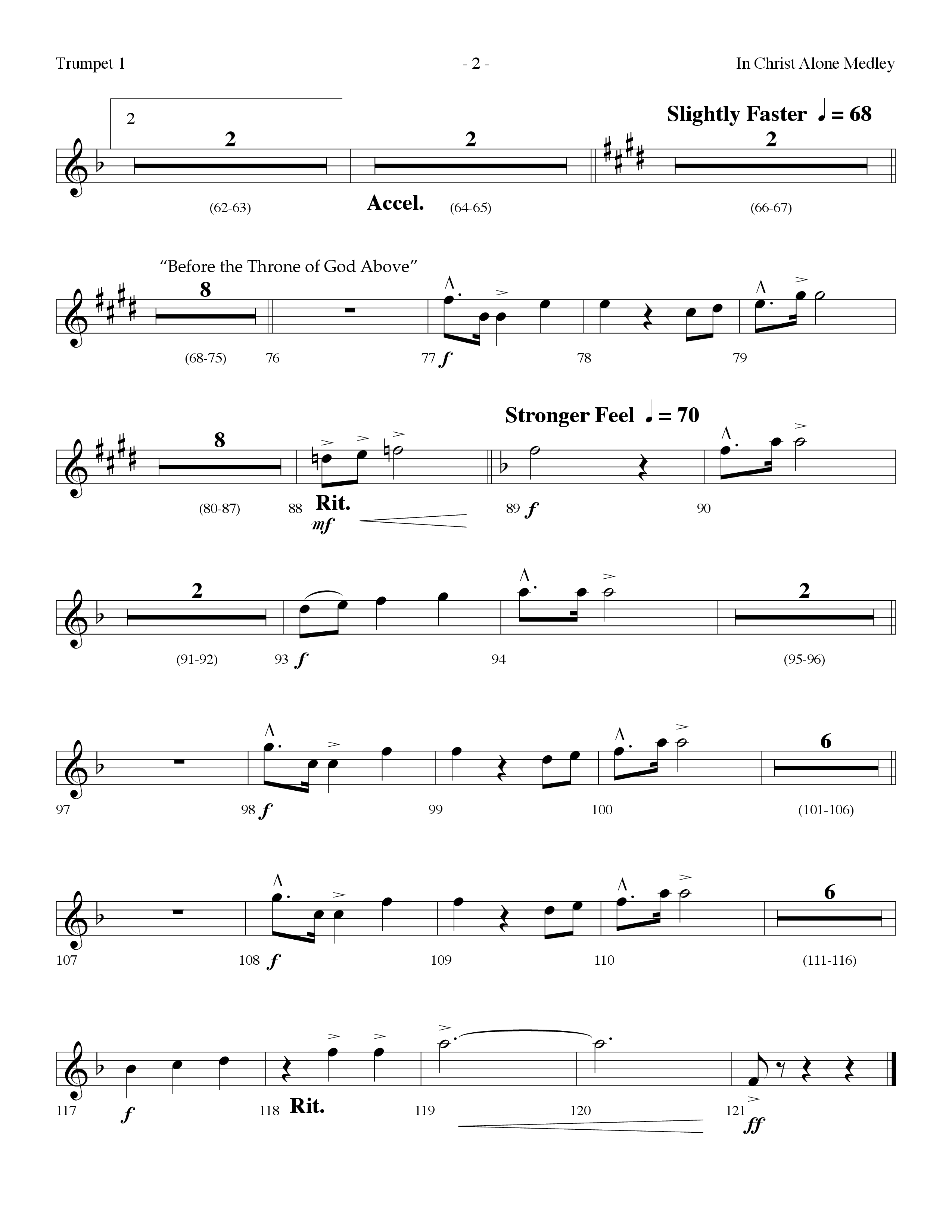 In Christ Alone Medley (Choral Anthem SATB) Trumpet 1 (Lifeway Choral / Arr. Dennis Allen)