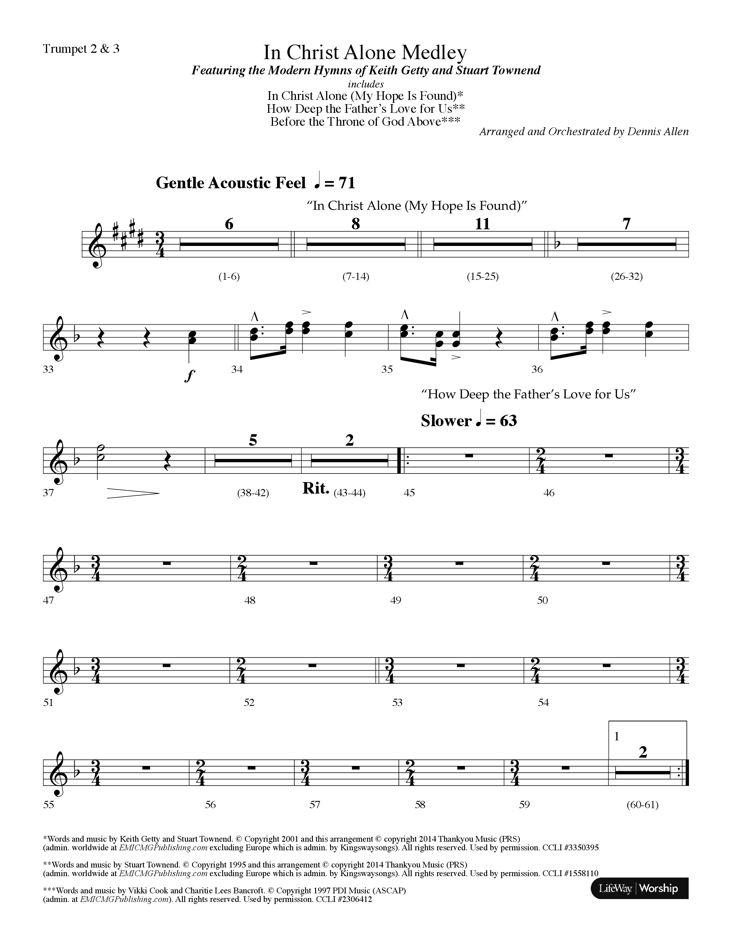 In Christ Alone Medley (Choral Anthem SATB) Trumpet 2/3 (Lifeway Choral / Arr. Dennis Allen)