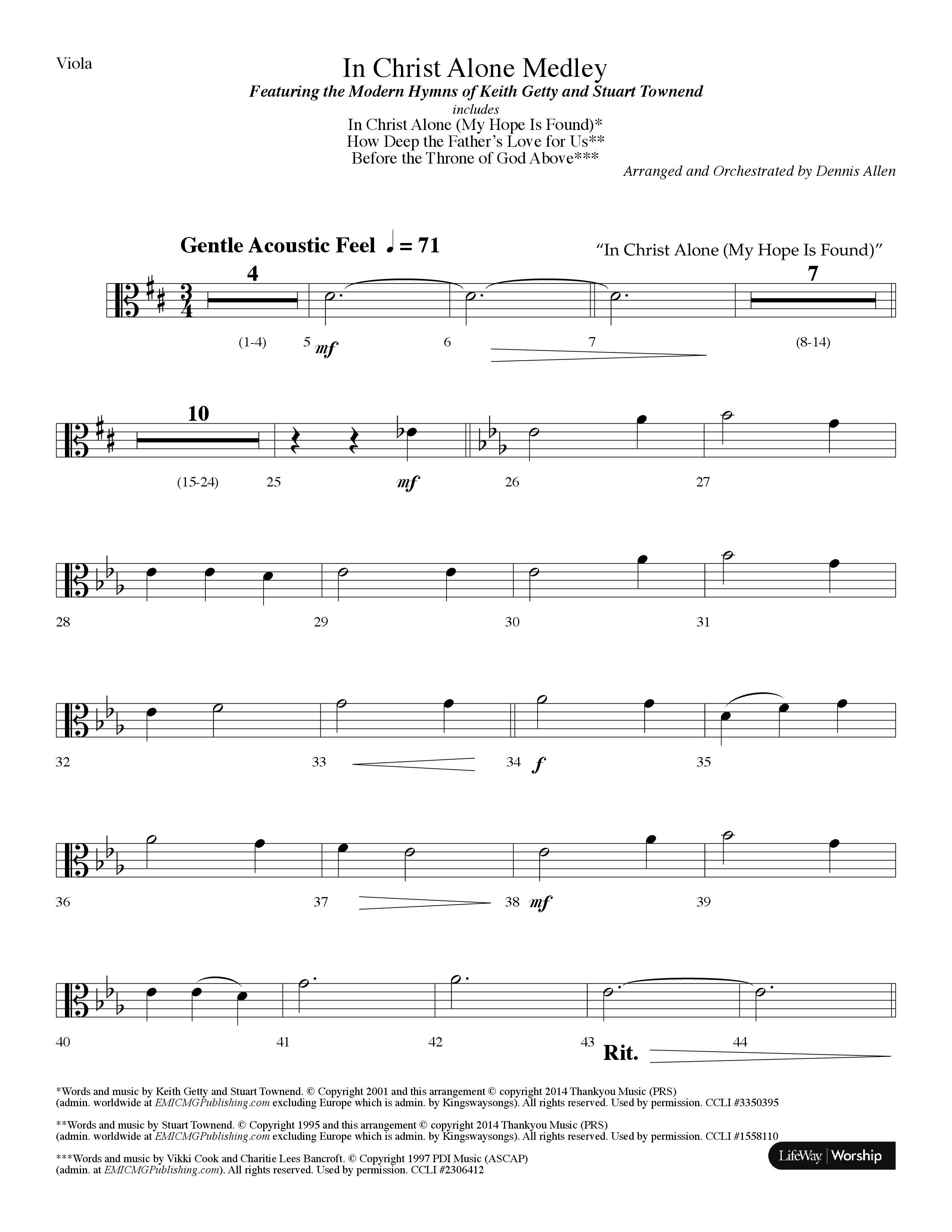 In Christ Alone Medley (Choral Anthem SATB) Viola (Lifeway Choral / Arr. Dennis Allen)