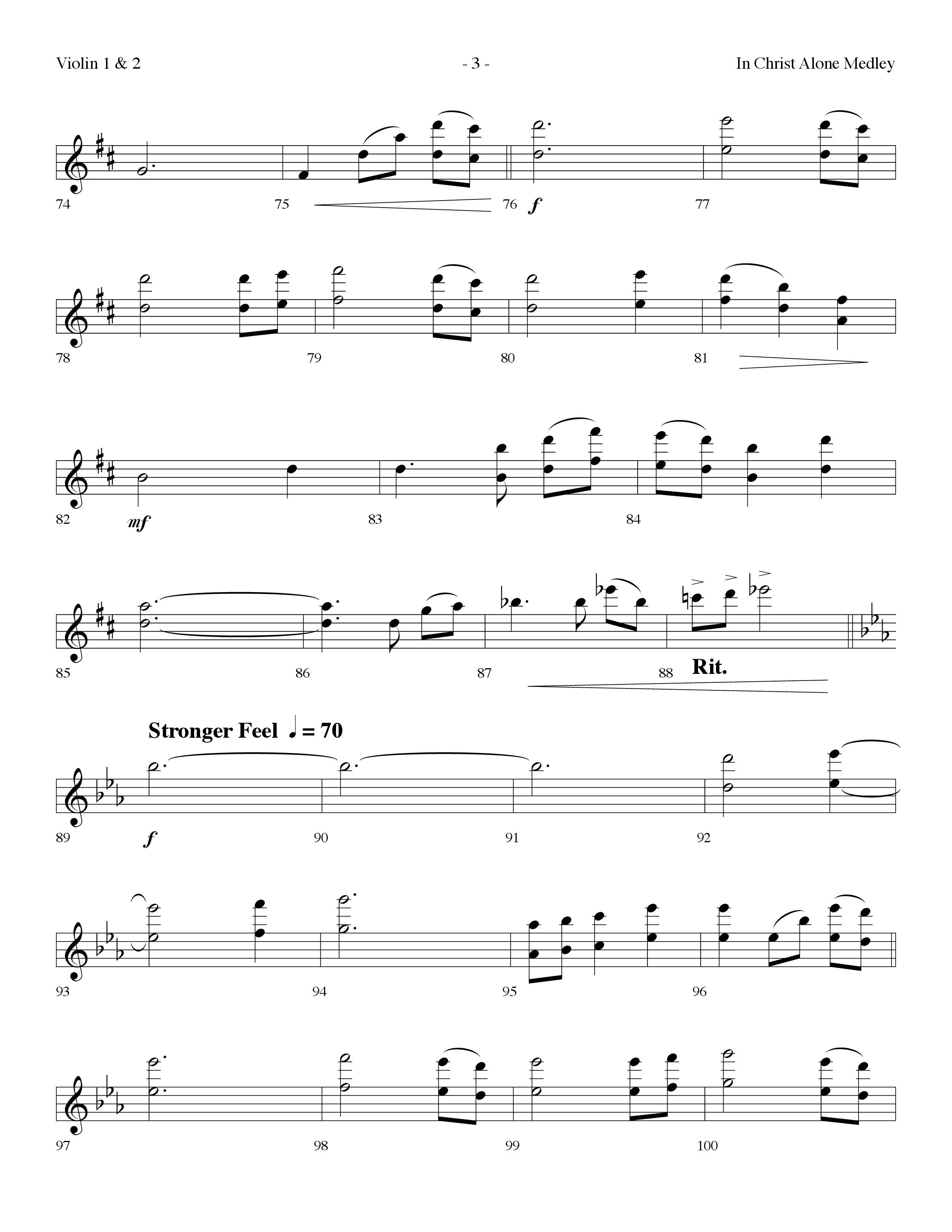 In Christ Alone Medley (Choral Anthem SATB) Violin 1/2 (Lifeway Choral / Arr. Dennis Allen)