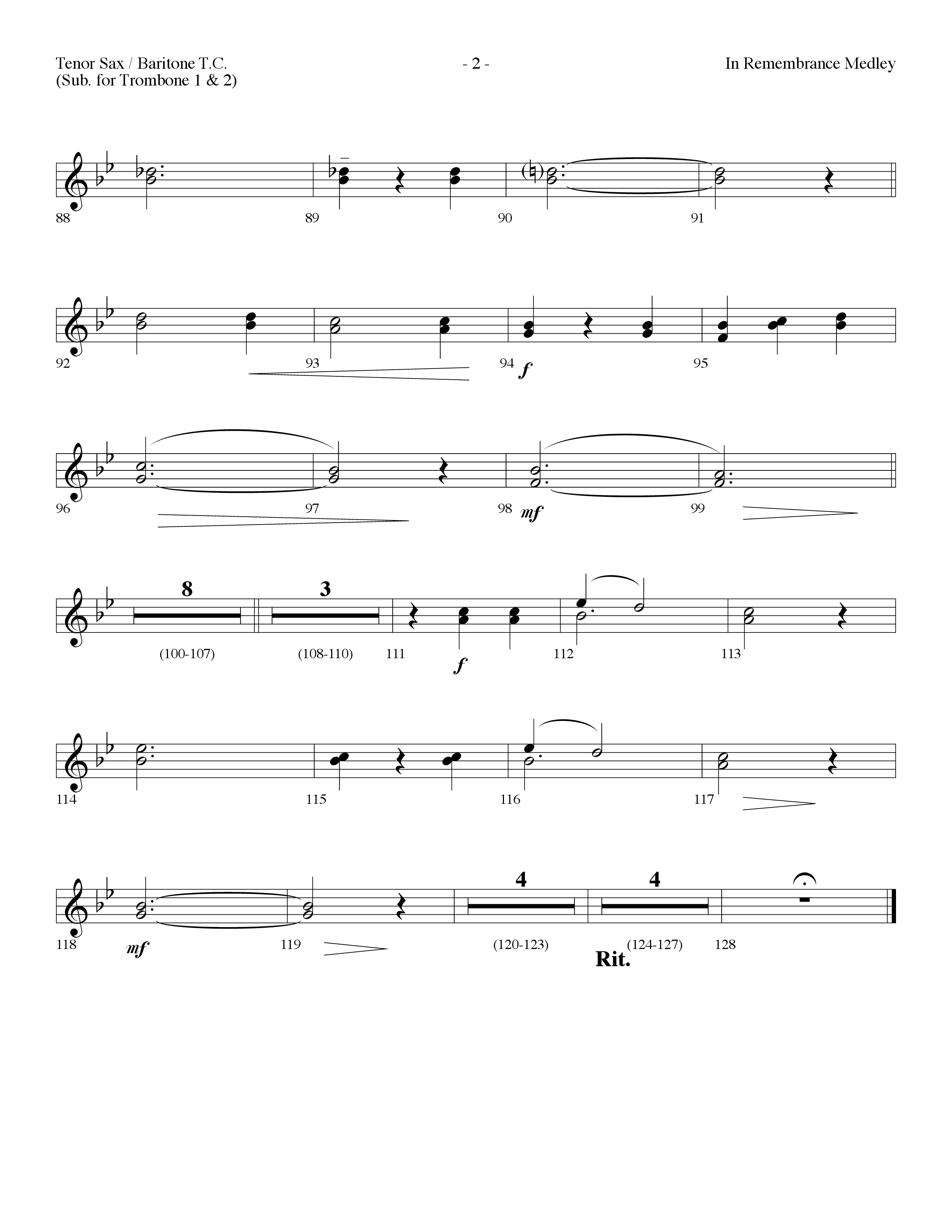 In Remembrance Medley (with It Was His Love, In Remembrance) (Choral Anthem SATB) Tenor Sax/Baritone T.C. (Lifeway Choral / Arr. Dennis Allen)