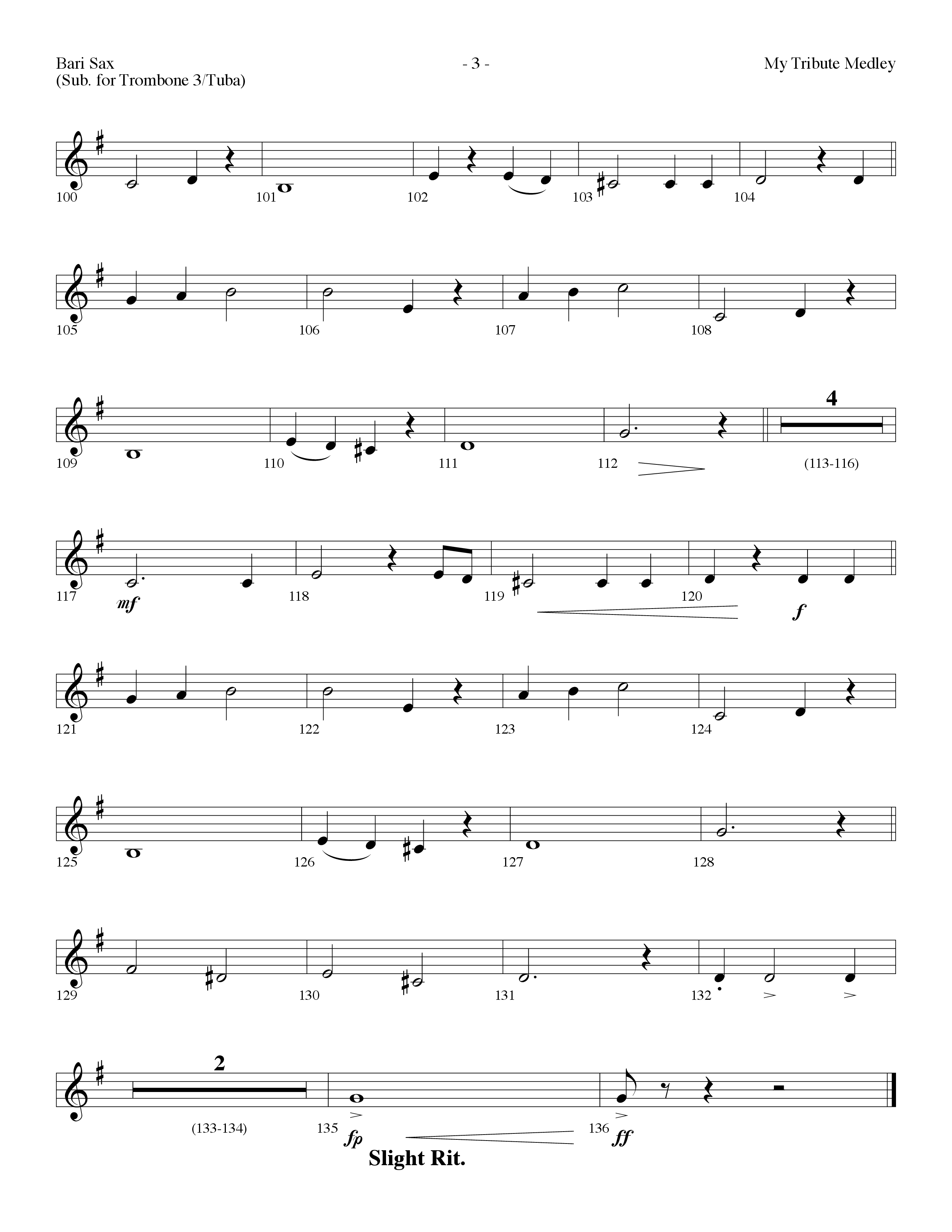 My Tribute Medley (with Through It All, Bless His Holy Name, My Tribute) (Choral Anthem SATB) Bari Sax (Lifeway Choral / Arr. Dennis Allen)