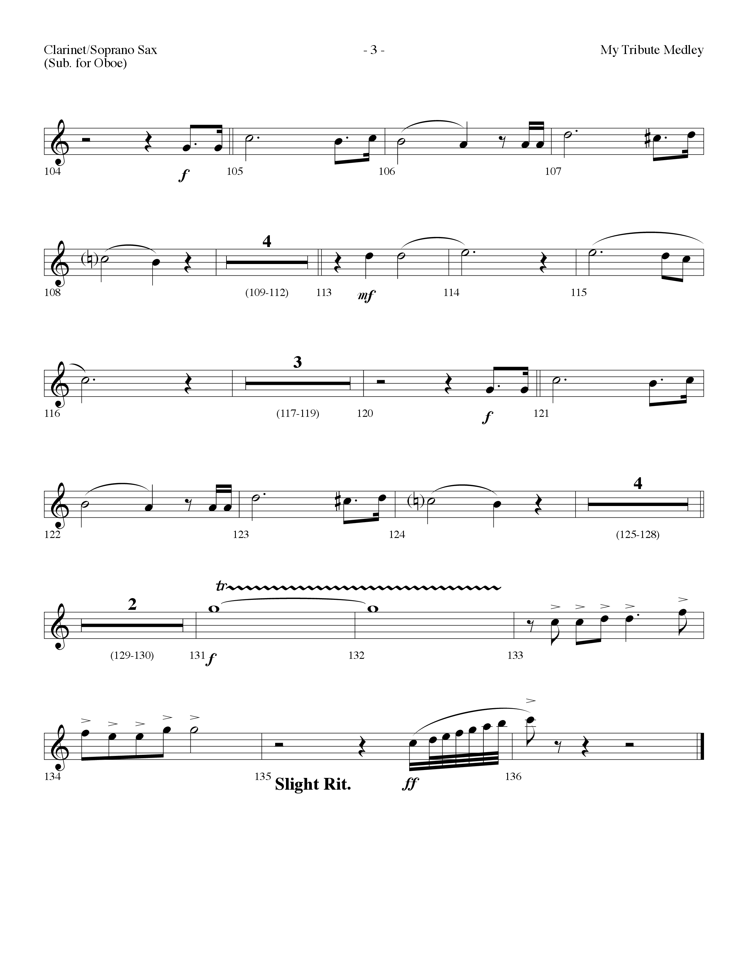 My Tribute Medley (with Through It All, Bless His Holy Name, My Tribute) (Choral Anthem SATB) Clarinet/Soprano Sax (Lifeway Choral / Arr. Dennis Allen)