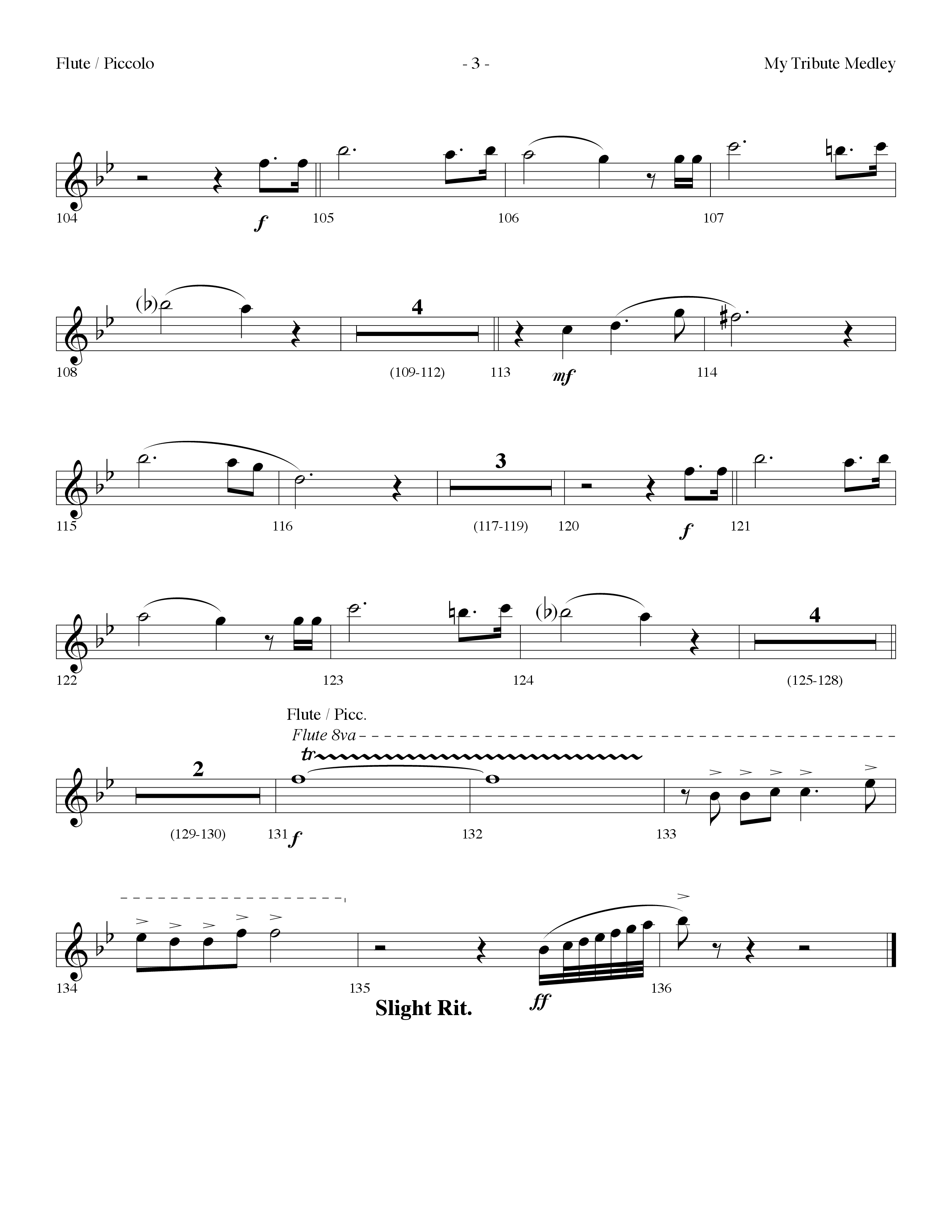 My Tribute Medley (with Through It All, Bless His Holy Name, My Tribute) (Choral Anthem SATB) Flute/Piccolo (Lifeway Choral / Arr. Dennis Allen)