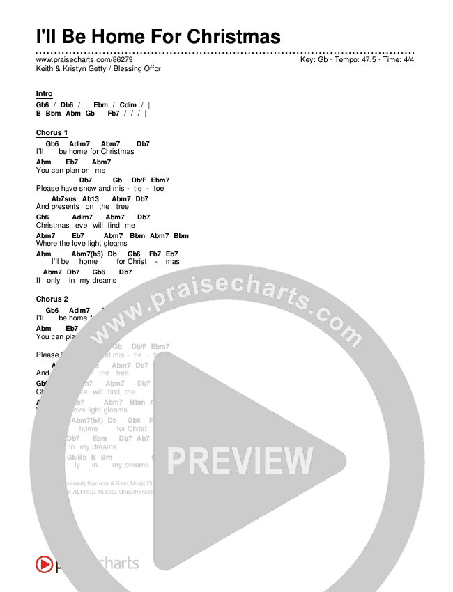 I'll Be Home For Christmas Chords & Lyrics (Keith & Kristyn Getty / Blessing Offor)