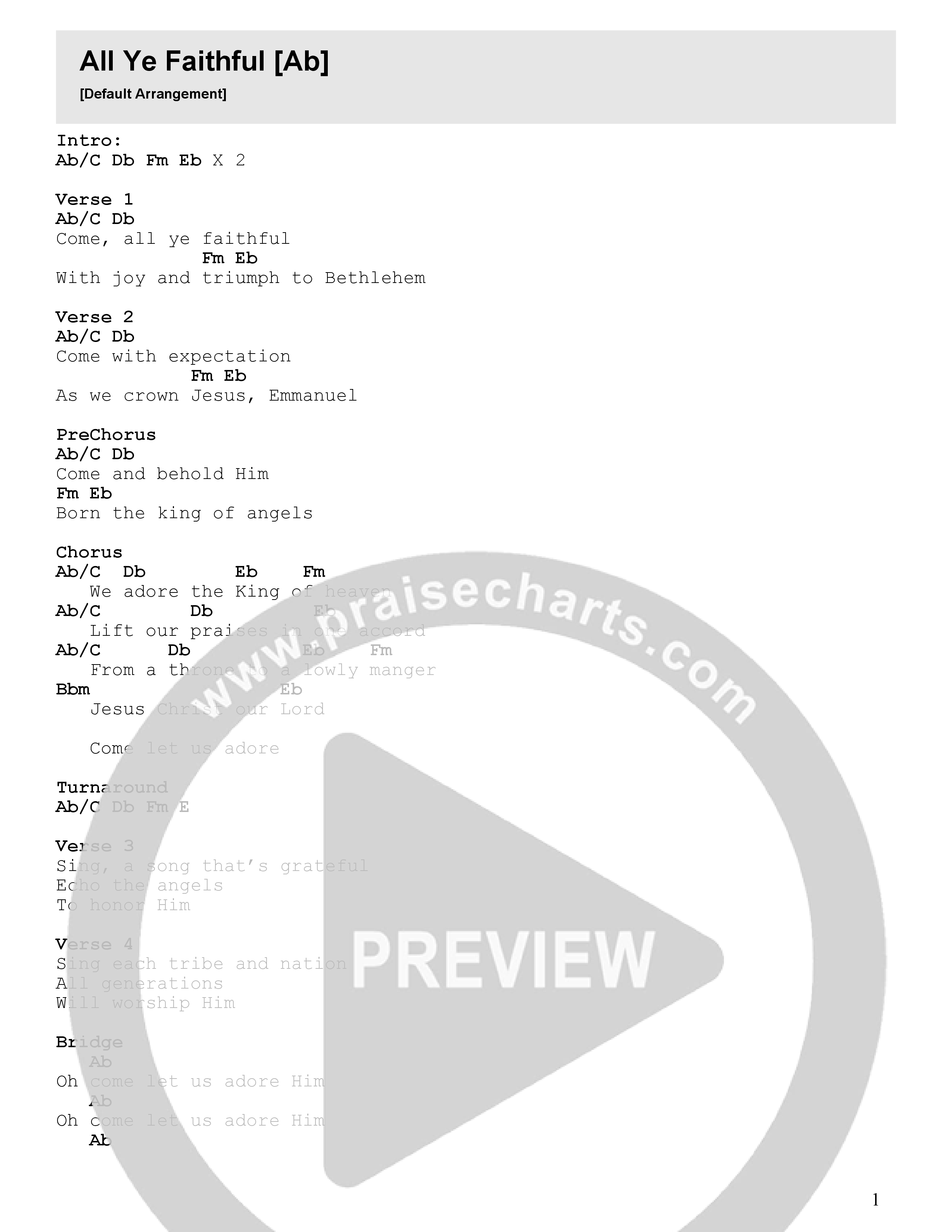 All Ye Faithful Chord Chart (Lifepoint Worship)
