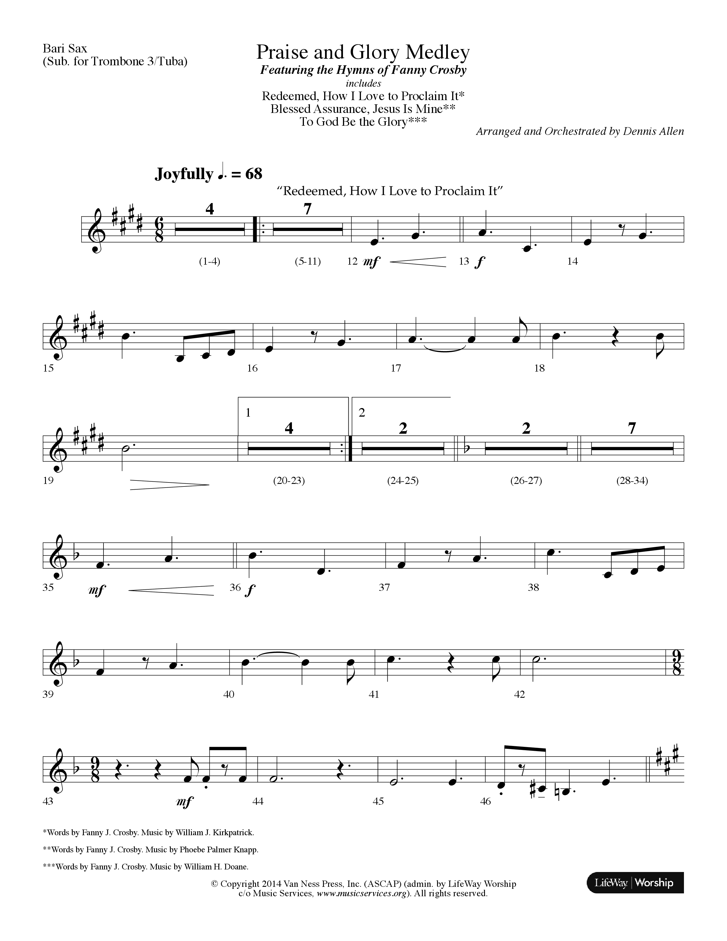Praise And Glory Medley (Choral Anthem SATB) Bari Sax (Lifeway Choral / Arr. Dennis Allen)