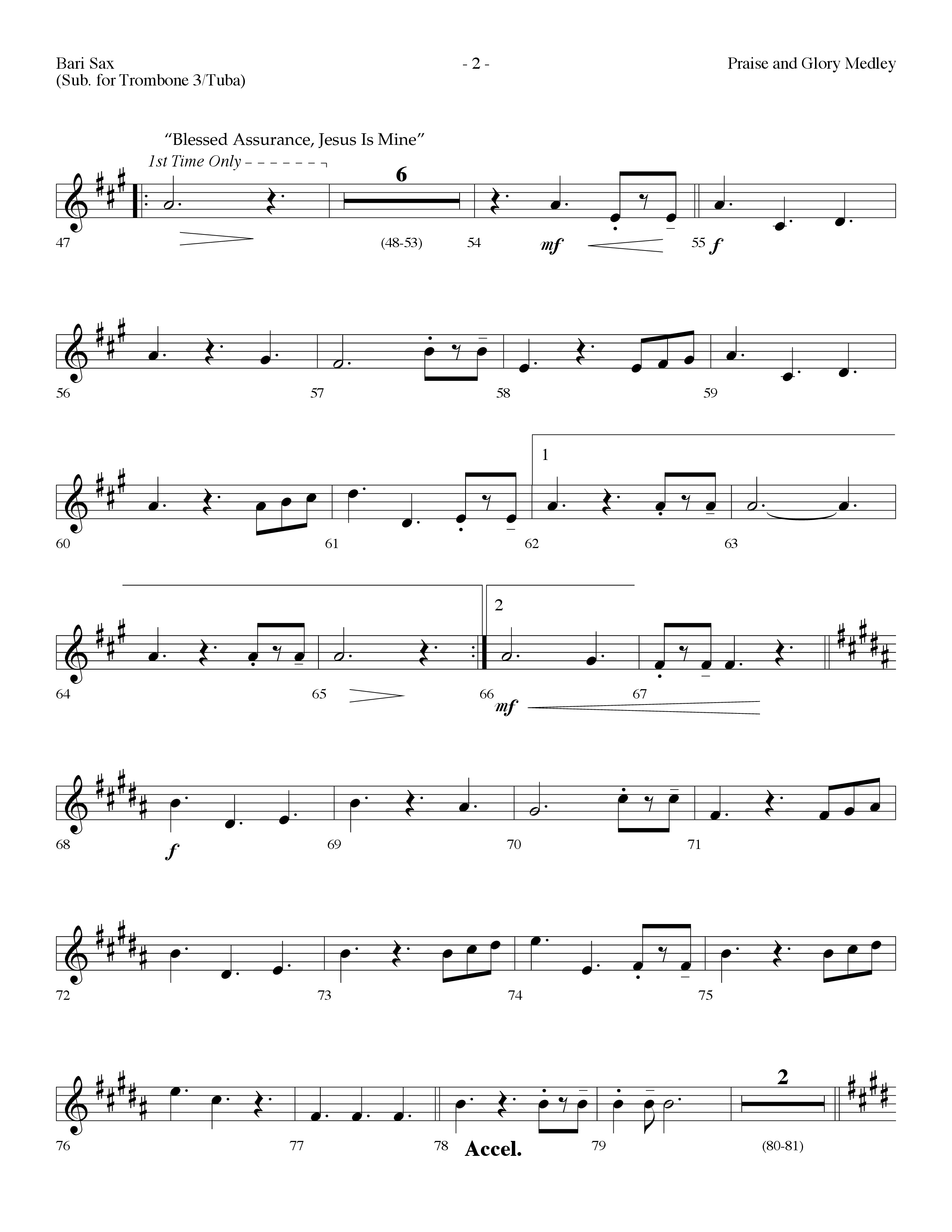 Praise And Glory Medley (Choral Anthem SATB) Bari Sax (Lifeway Choral / Arr. Dennis Allen)