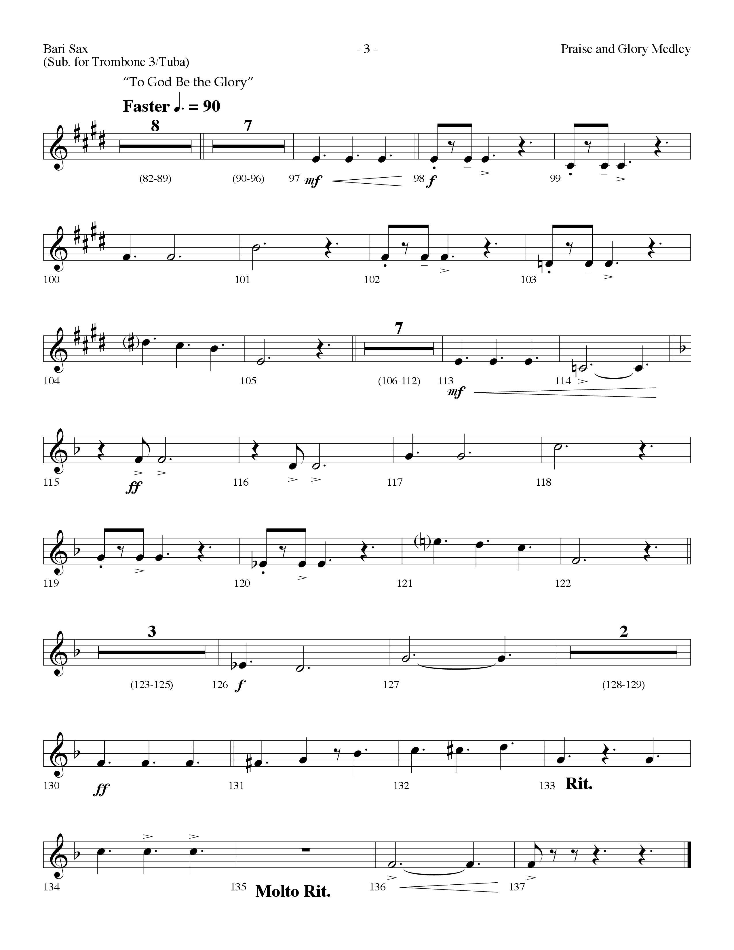 Praise And Glory Medley (Choral Anthem SATB) Bari Sax (Lifeway Choral / Arr. Dennis Allen)