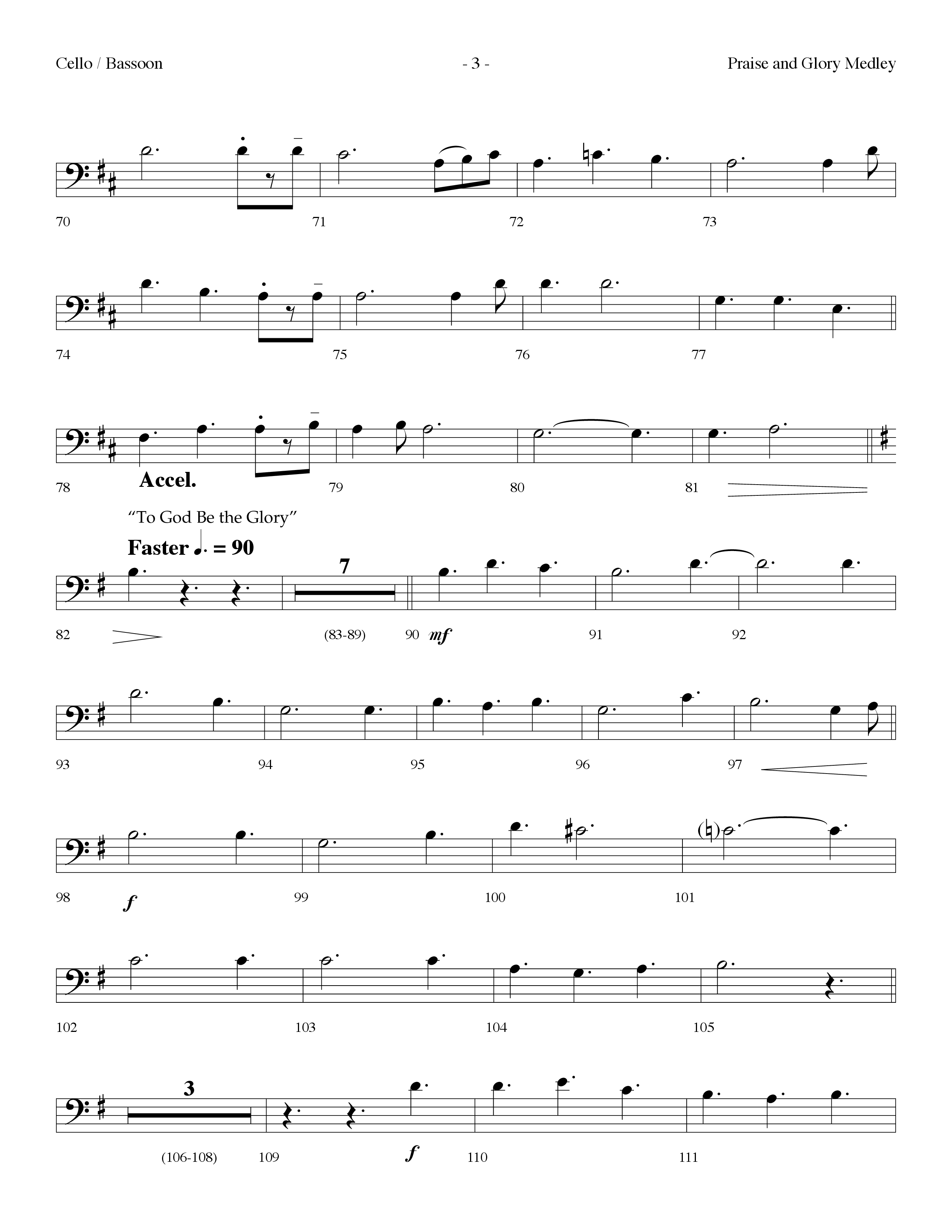 Praise And Glory Medley (Choral Anthem SATB) Cello (Lifeway Choral / Arr. Dennis Allen)