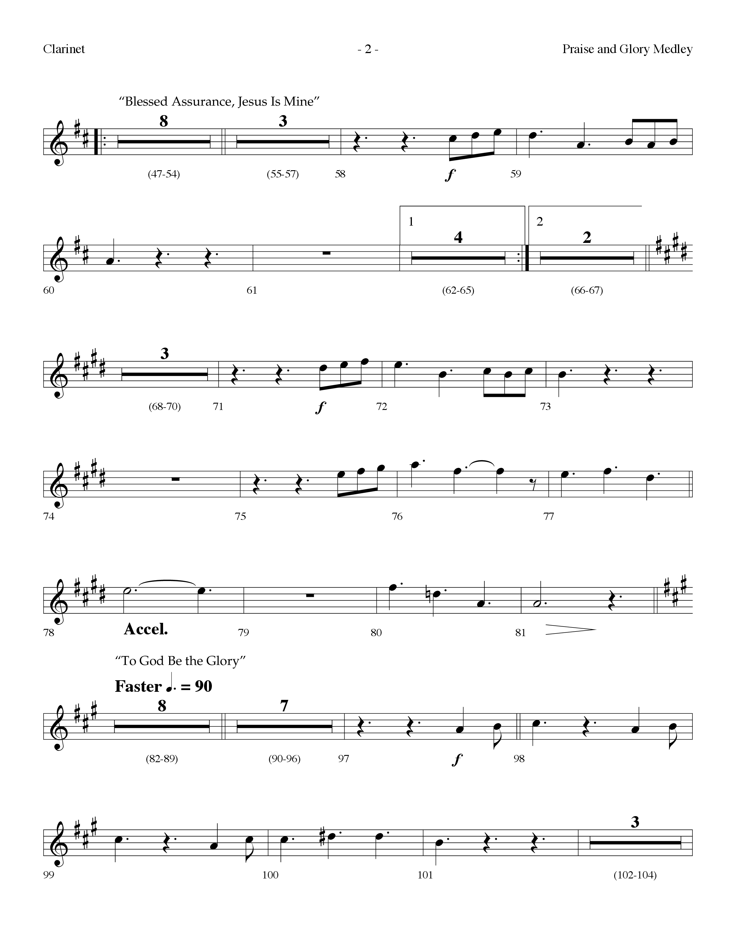 Praise And Glory Medley (Choral Anthem SATB) Clarinet (Lifeway Choral / Arr. Dennis Allen)