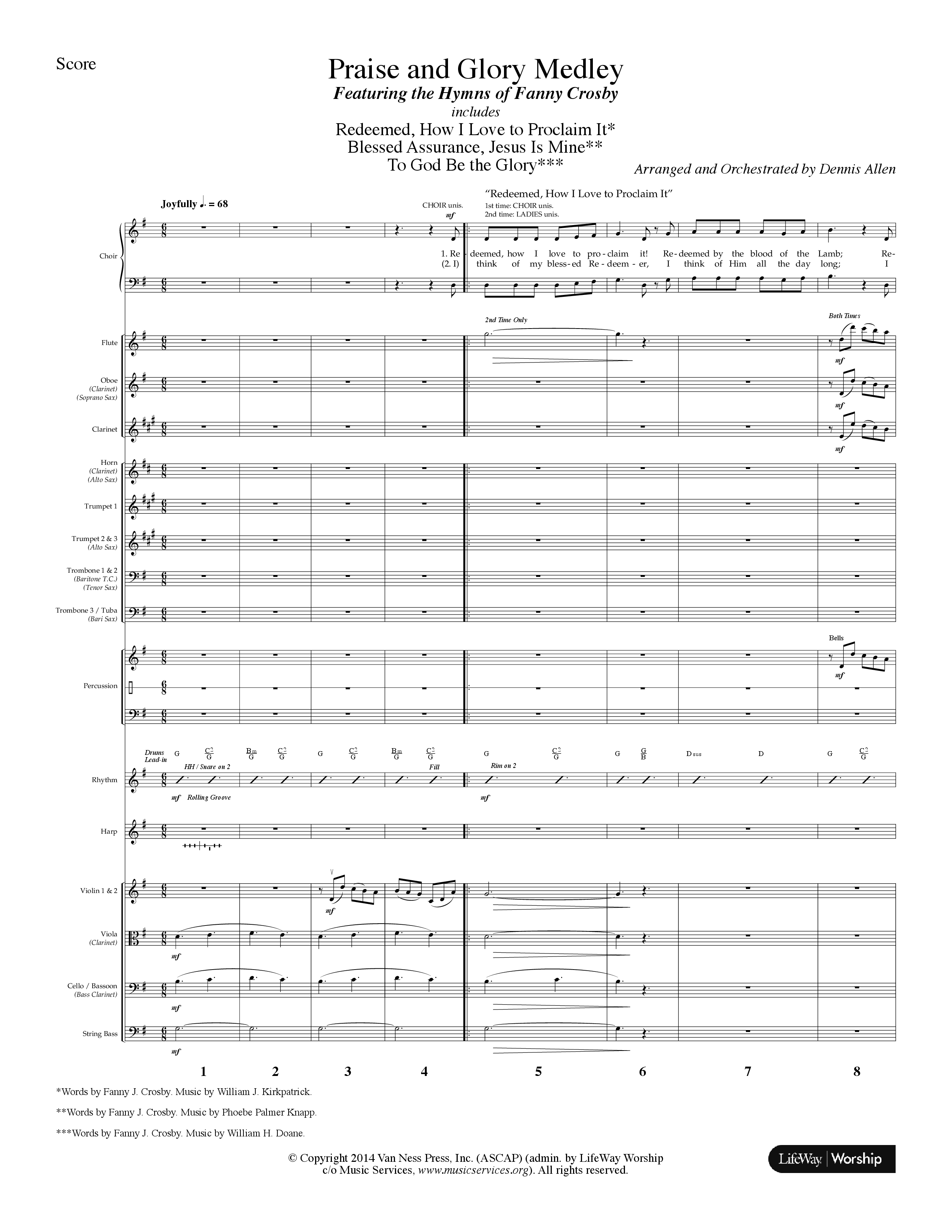 Praise And Glory Medley (Choral Anthem SATB) Orchestration (Lifeway Choral / Arr. Dennis Allen)