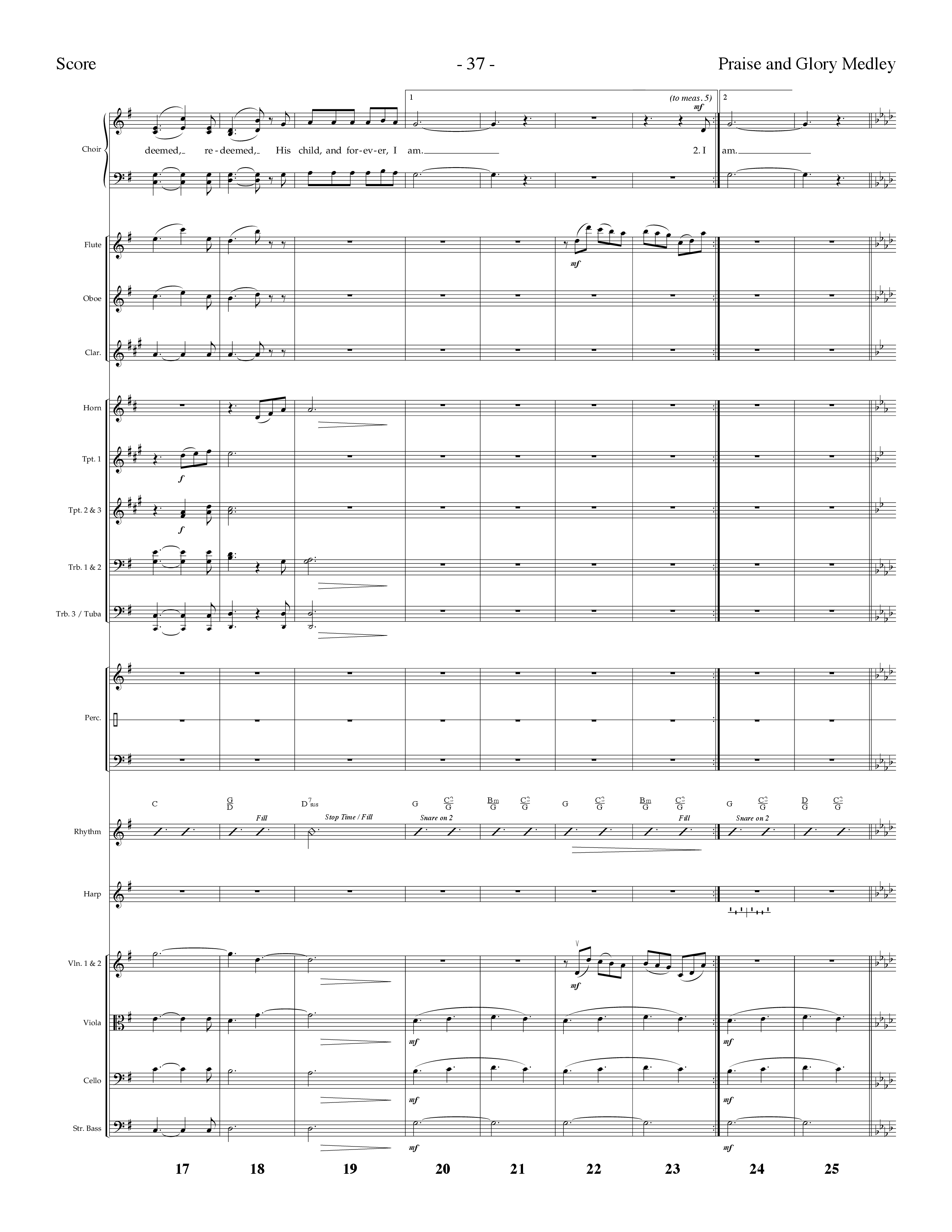 Praise And Glory Medley (Choral Anthem SATB) Orchestration (Lifeway Choral / Arr. Dennis Allen)