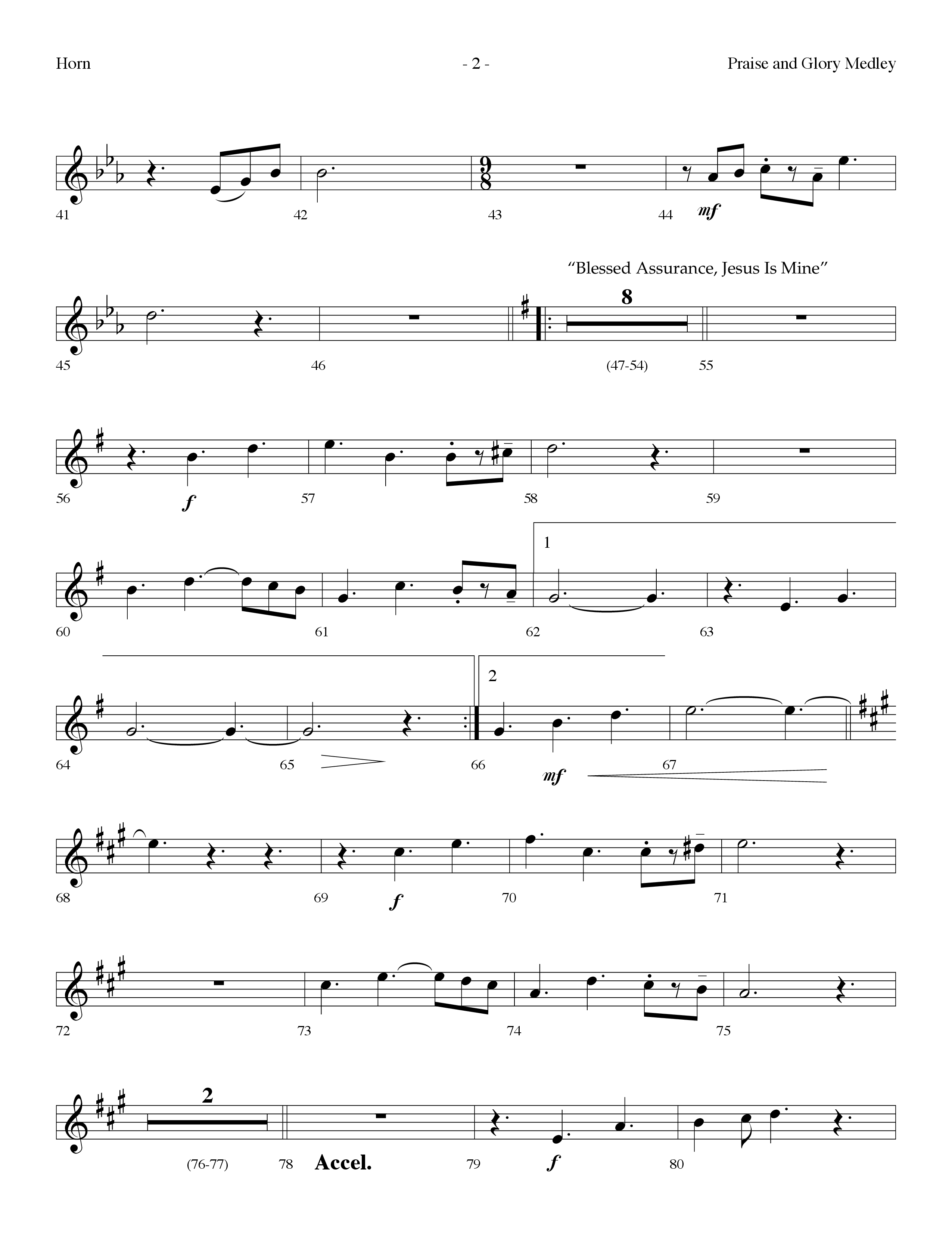Praise And Glory Medley (Choral Anthem SATB) French Horn (Lifeway Choral / Arr. Dennis Allen)