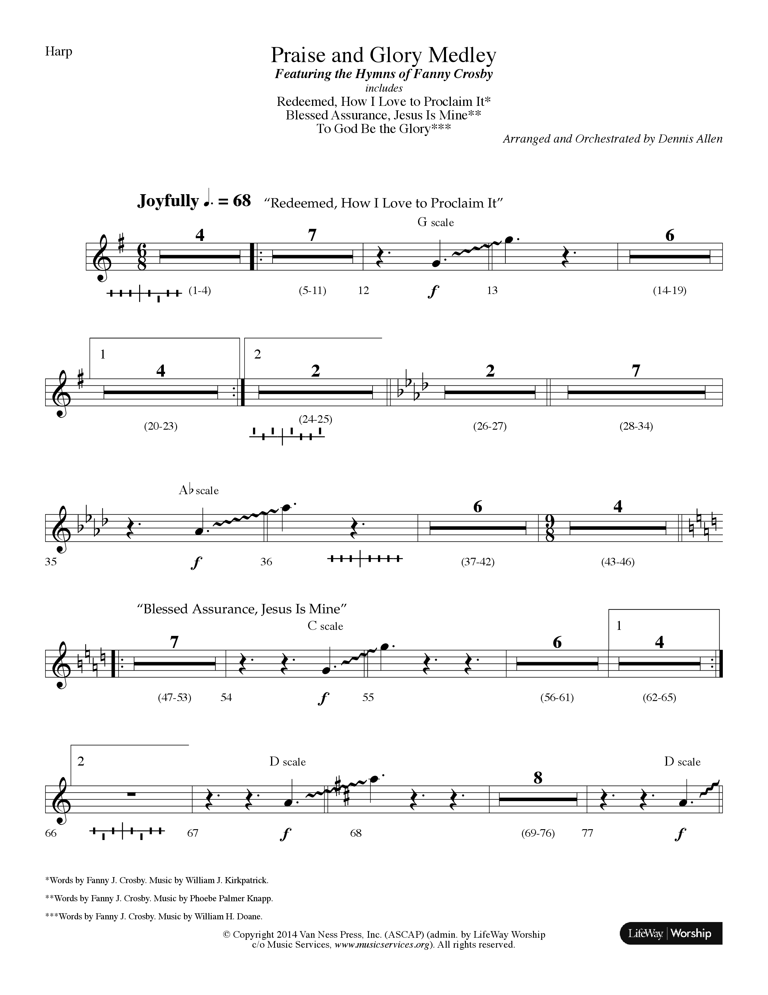 Praise And Glory Medley (Choral Anthem SATB) Harp (Lifeway Choral / Arr. Dennis Allen)